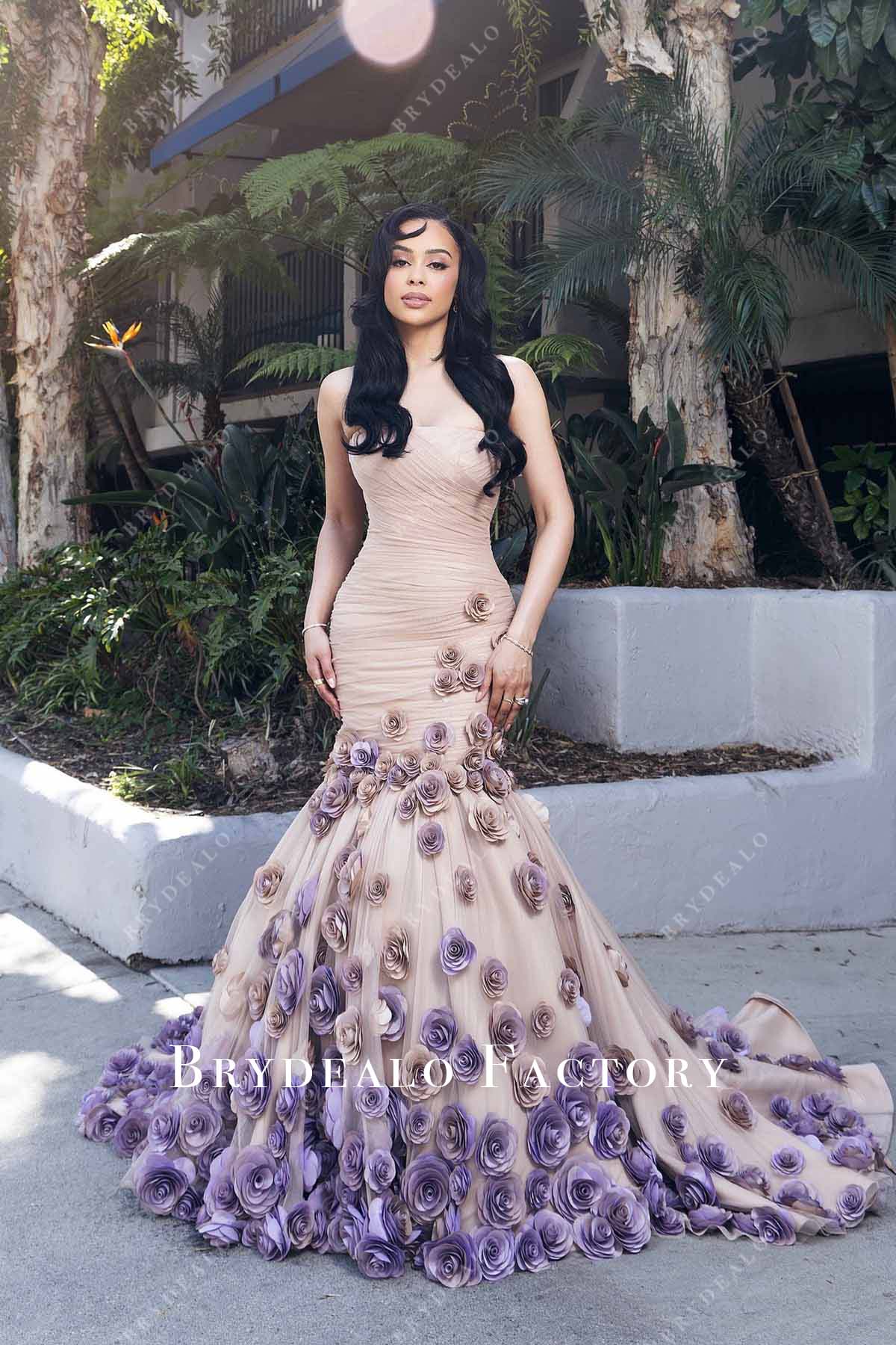 2025 Oscars red carpet Kristy Sarah Scott 3d floral prom dress