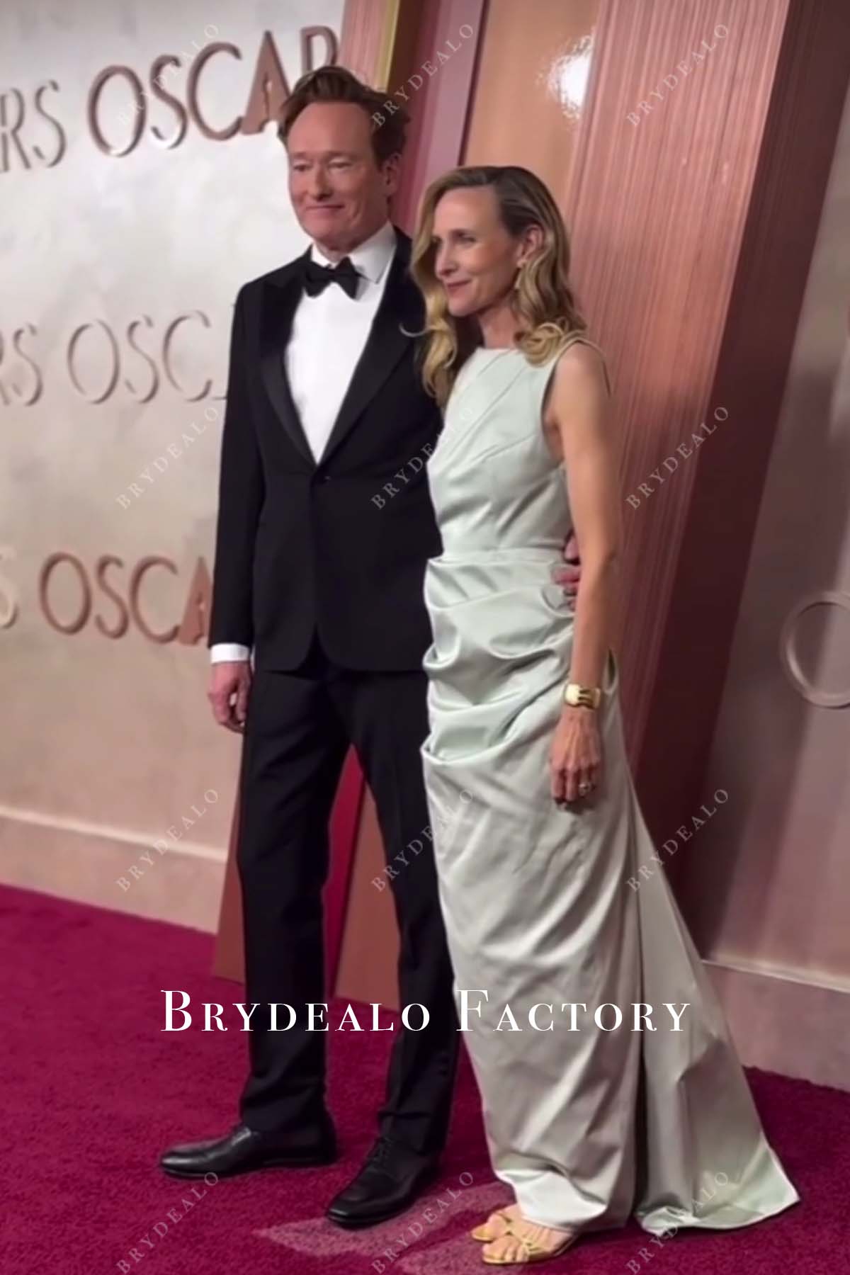 2025 Oscars red carpet Liza Powel O’Brien mint sleeveless ruched prom dress