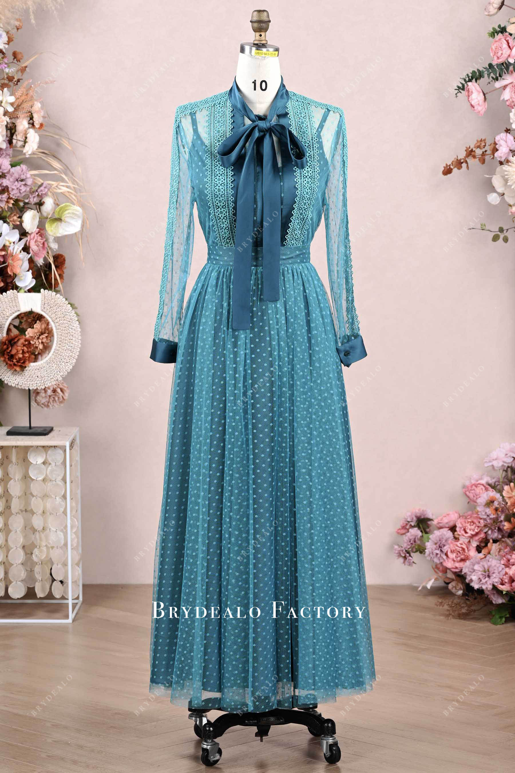 Peacock 3-in-1 Long Sleeve Polka Dot French Style Dress Peacock 3-in-1 Long Sleeve Polka Dot French Style Dress