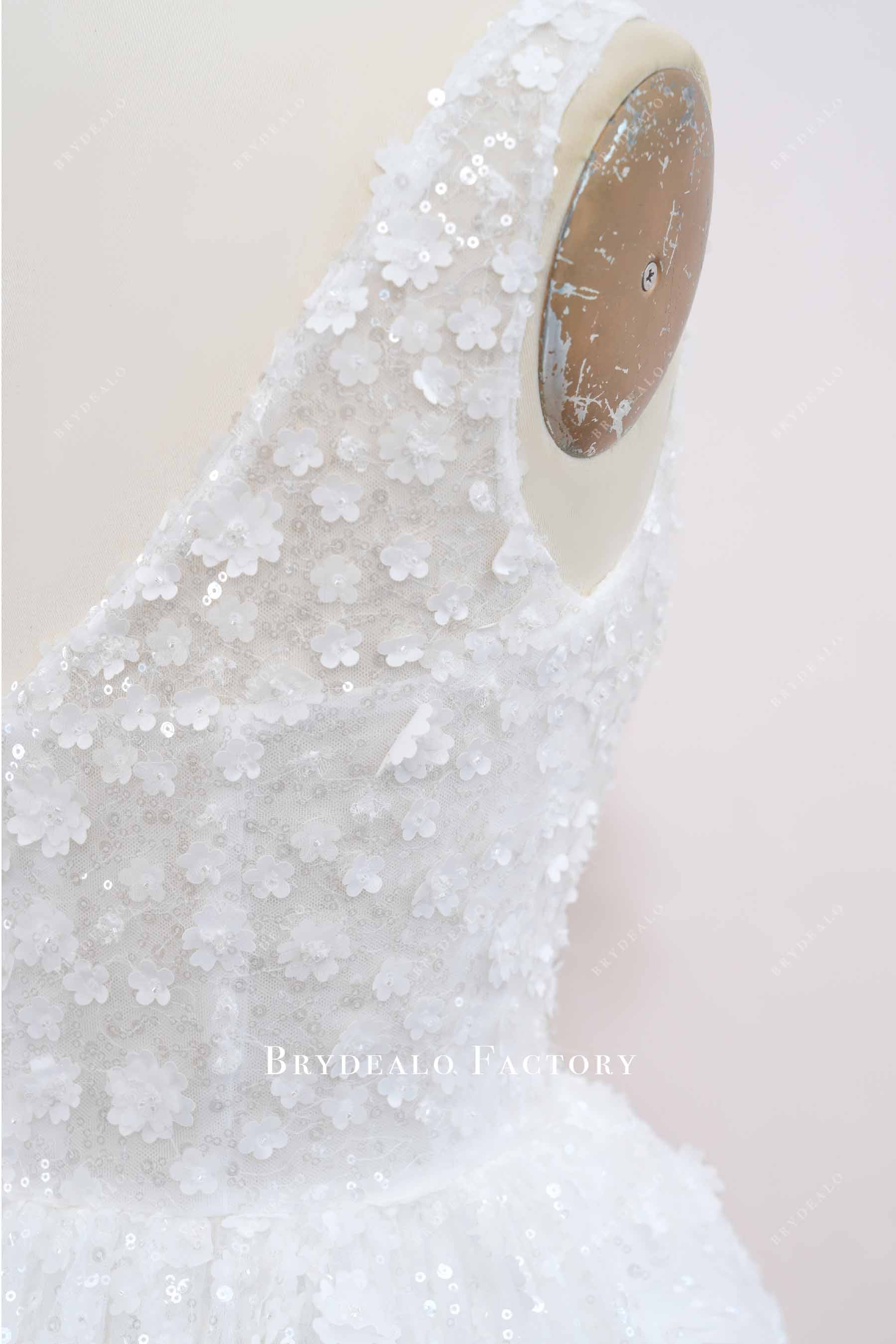 3d floral lace sleeveless bridal dress