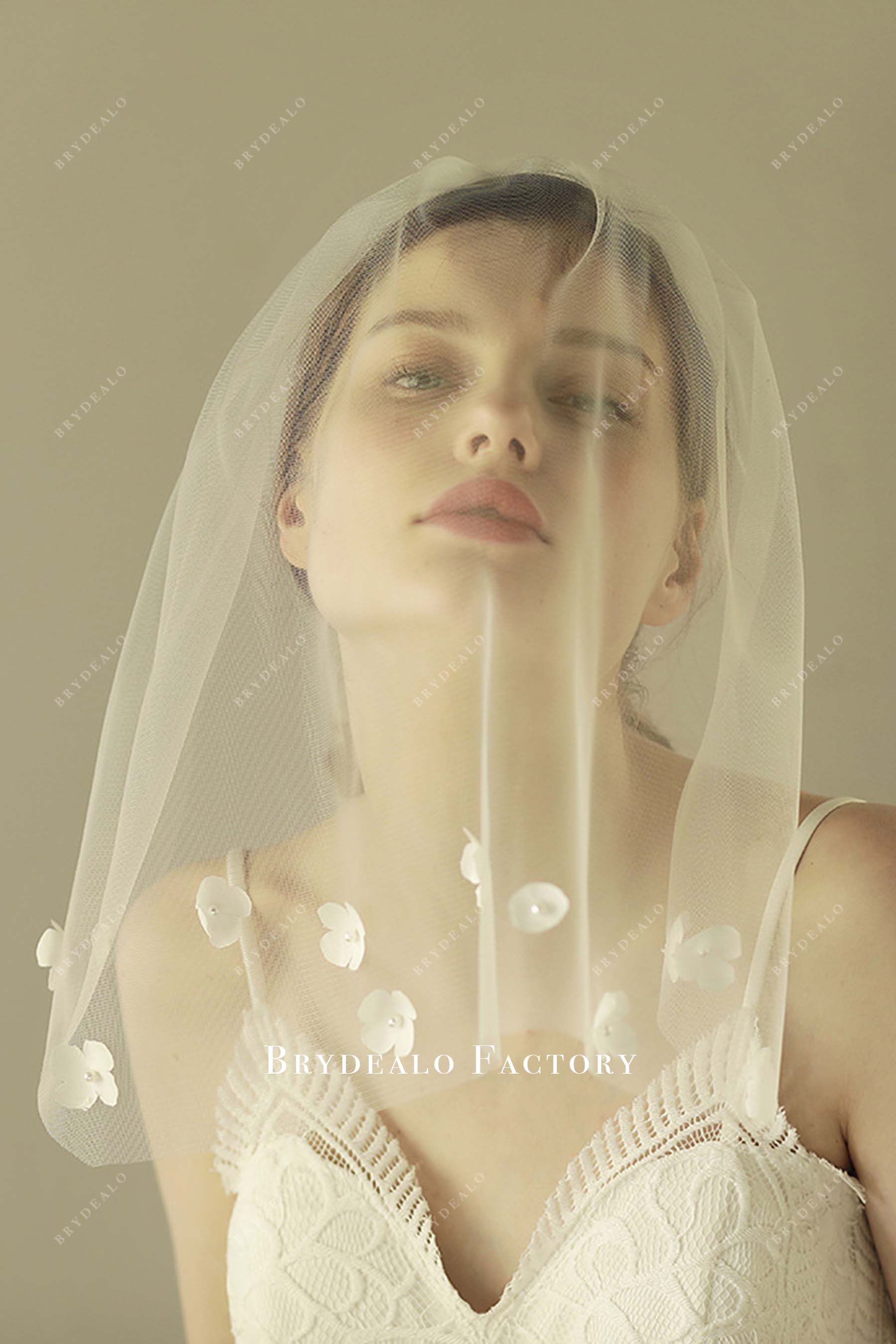 3d floral pearls bridal veil
