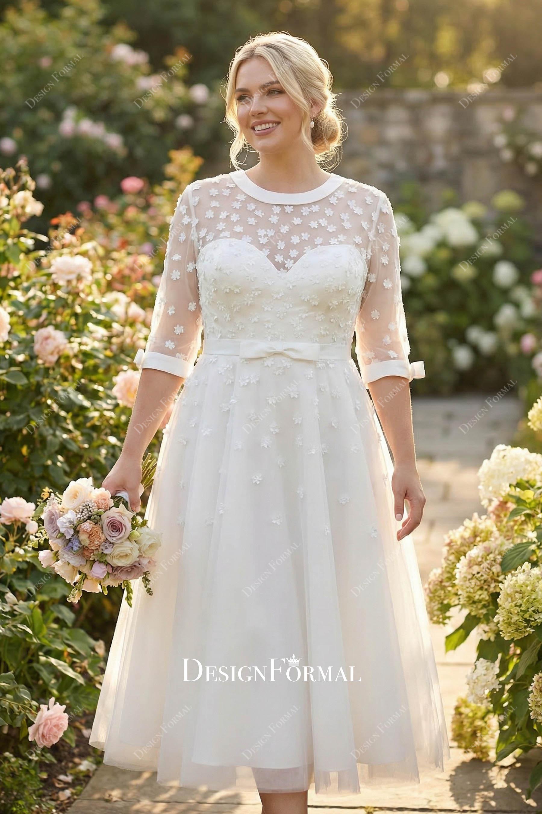 3d lace a line bridal dress
