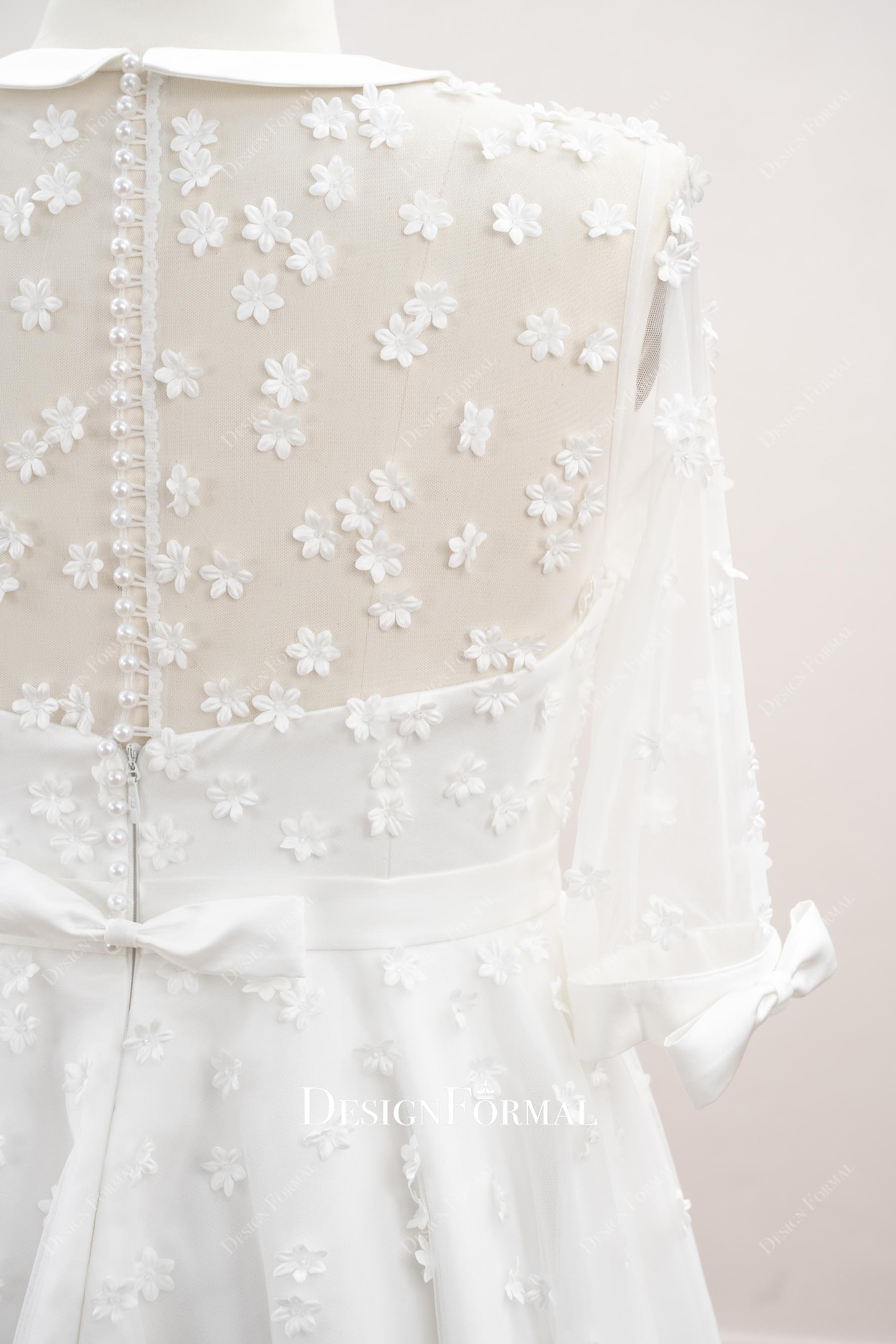 3d lace half sleeves bridal dress