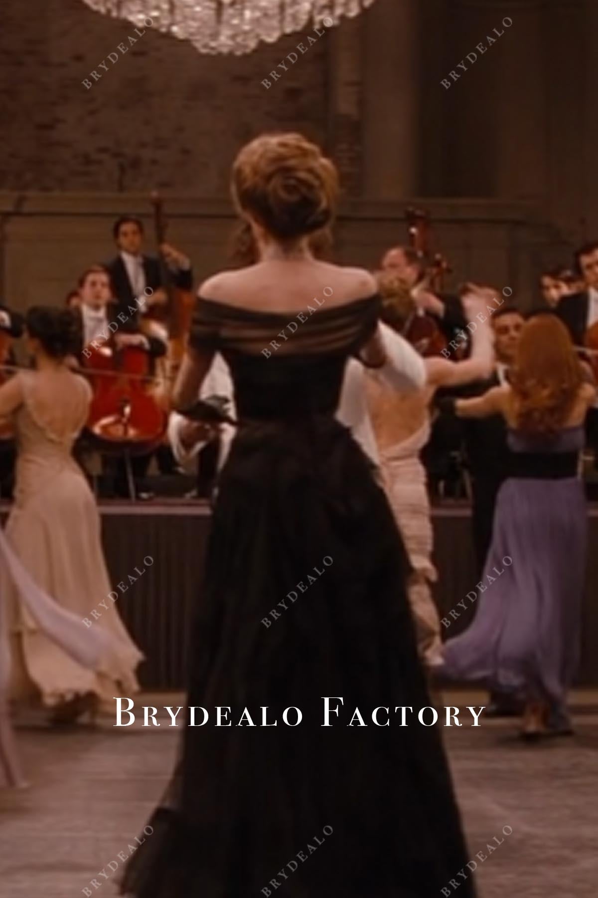 Angelina Jolie Black Off Shoulder Dress The Tourist in Venice Film