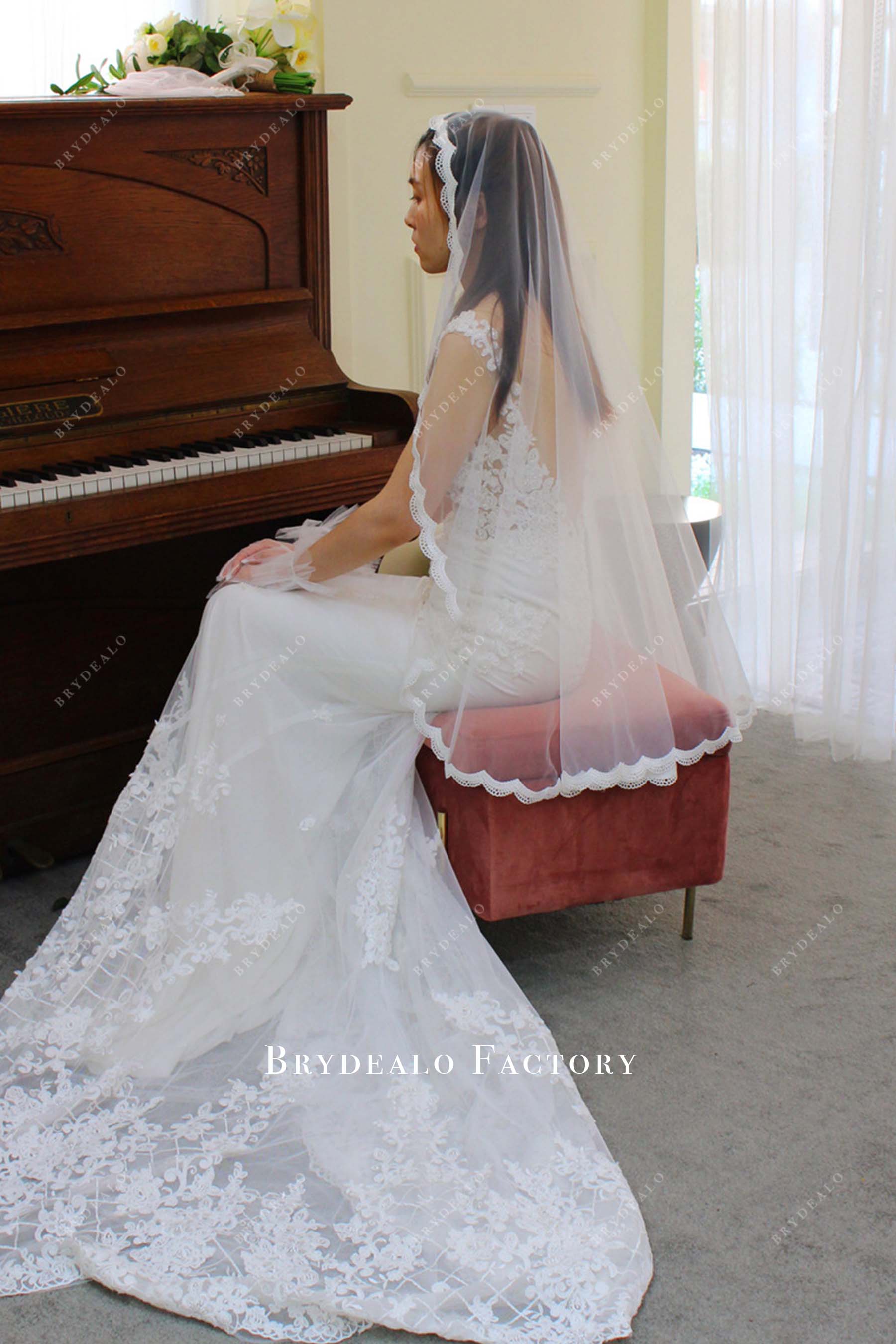 ballet length tulle wedding veil