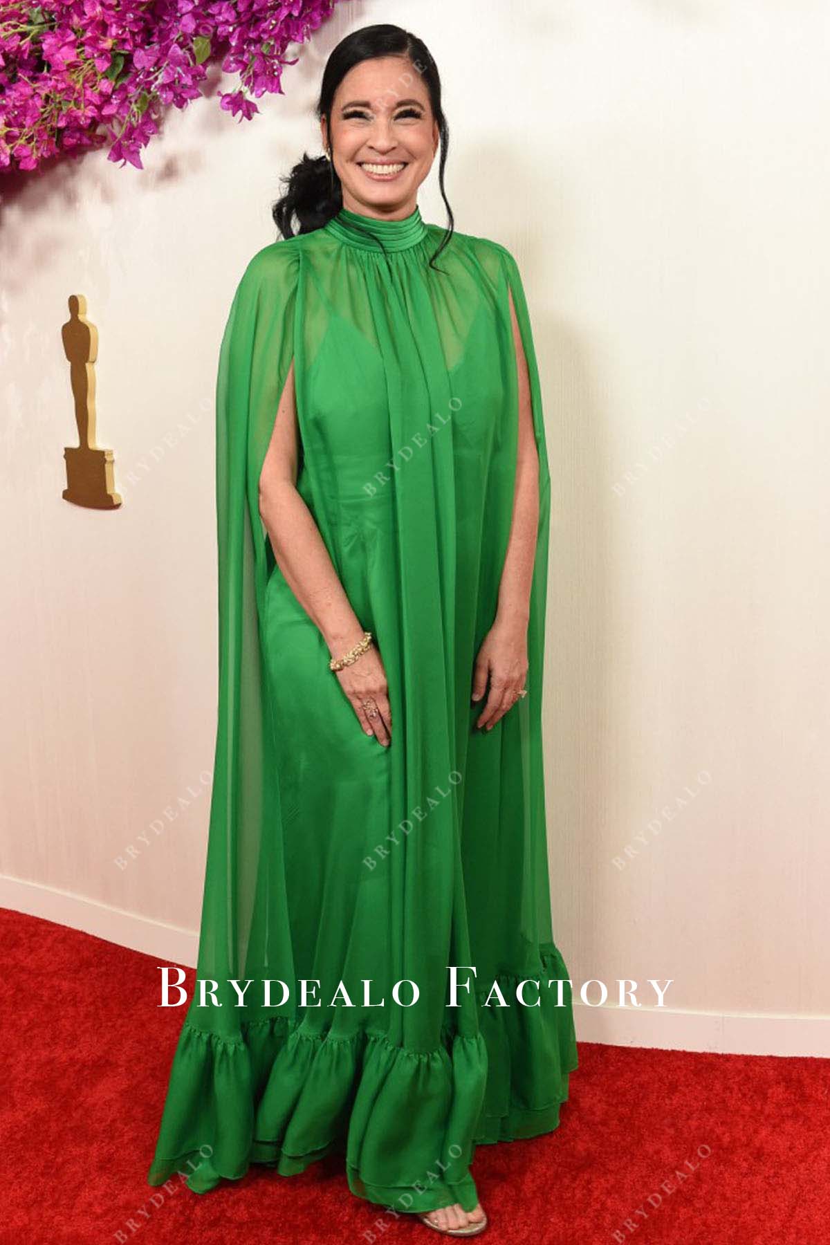 Billie Eilish 2024 Oscars Green Cape Red Carpet Green Dress Billie Eilish 2024 Oscars Green Cape Red Carpet Green Dress