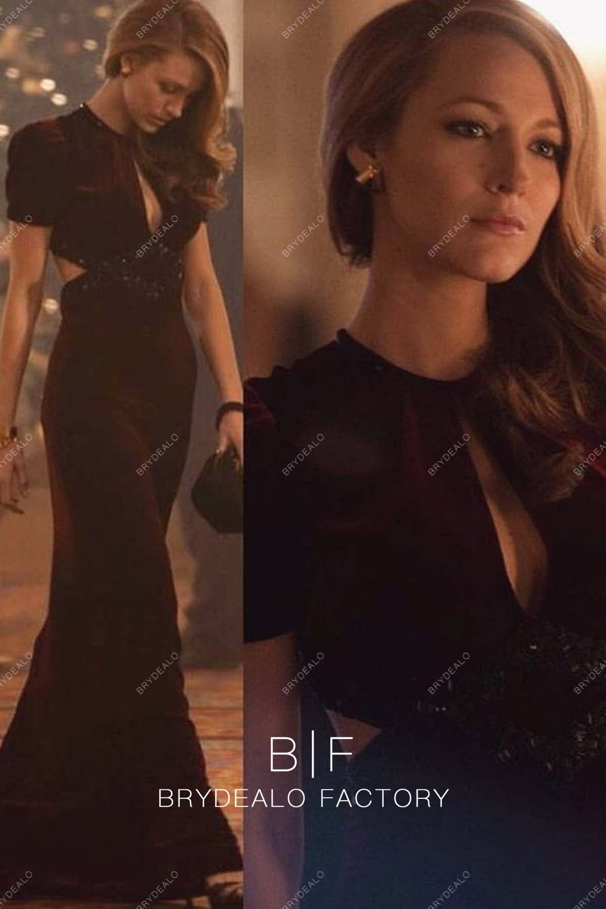 Blake Lively Vintage Burgundy Velvet Evening Dress Age-of-Adaline Film Blake Lively Vintage Burgundy Velvet Evening Dress Age-of-Adaline Film
