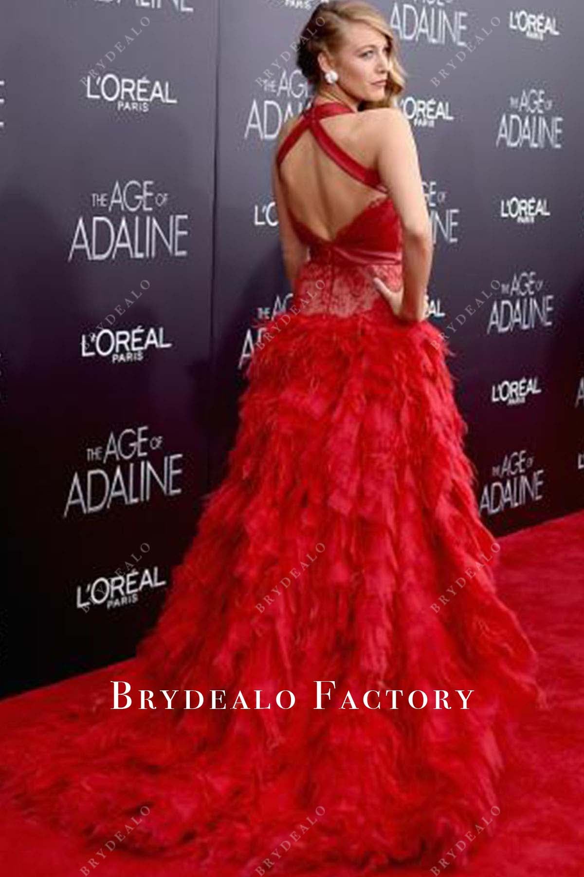 Blake Lively feather dress 2015 Age of Adaline Premiere