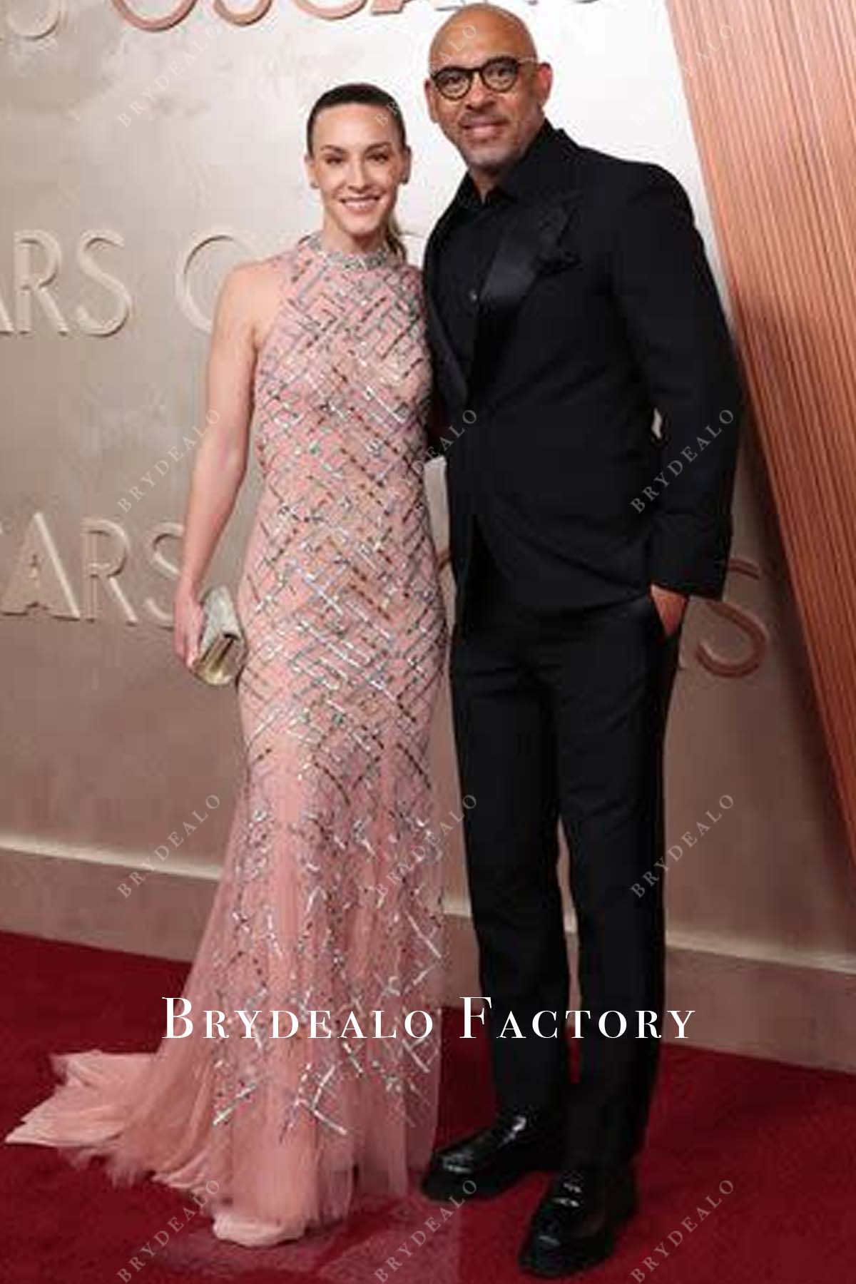 Britt Burton sleeveless 2025 high neck Oscars red carpet dress