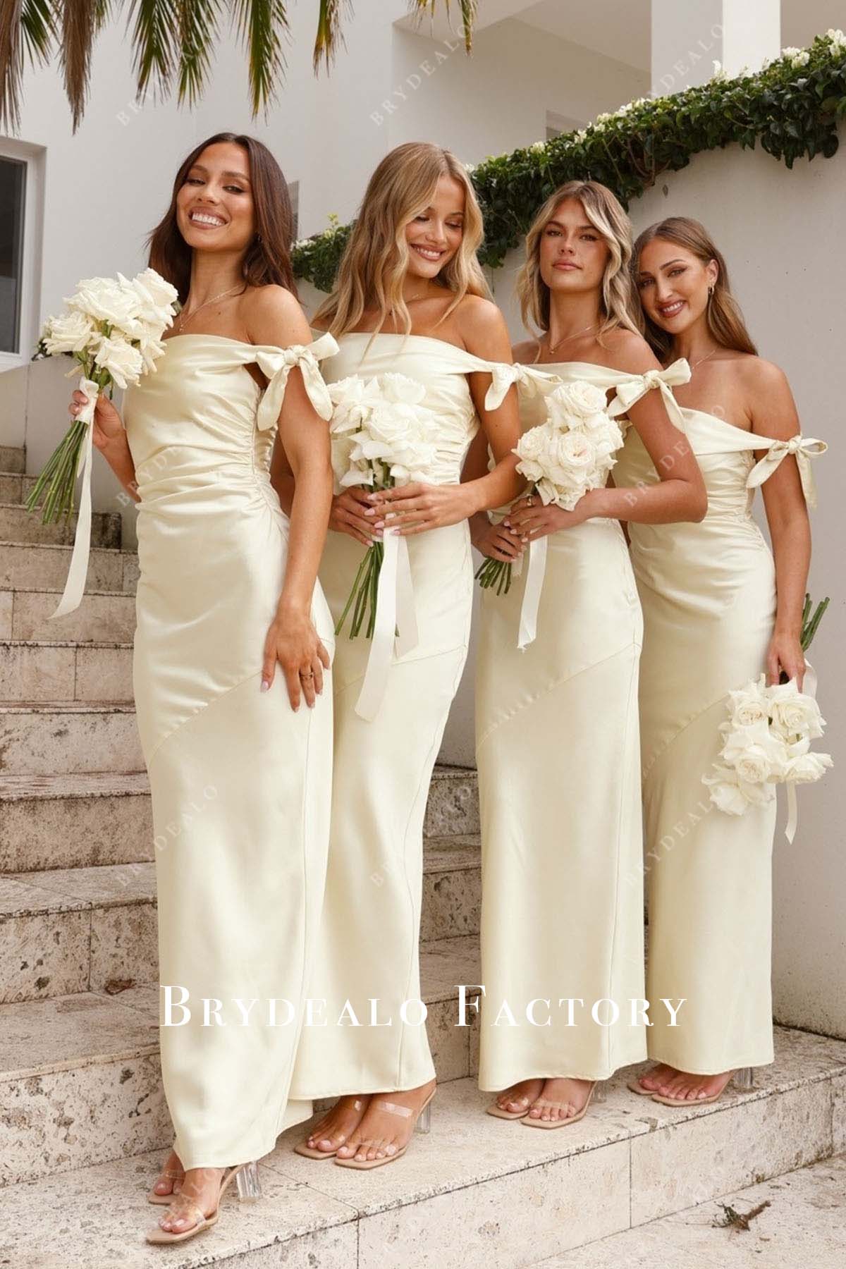Daffodil Off Shoulder Sheath Ankle Length Bridesmaid Dress Daffodil Off Shoulder Sheath Ankle Length Bridesmaid Dress