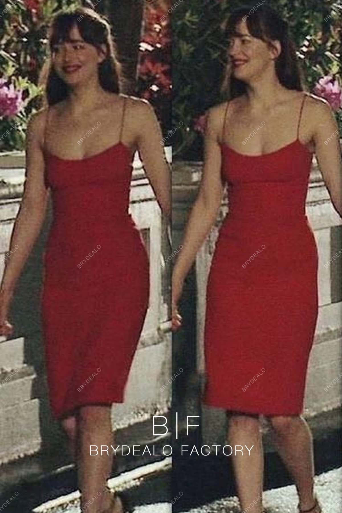 strapless open back dress Dakota Johnson Fifty Shades Ruby Cocktail Homecoming Party Dress