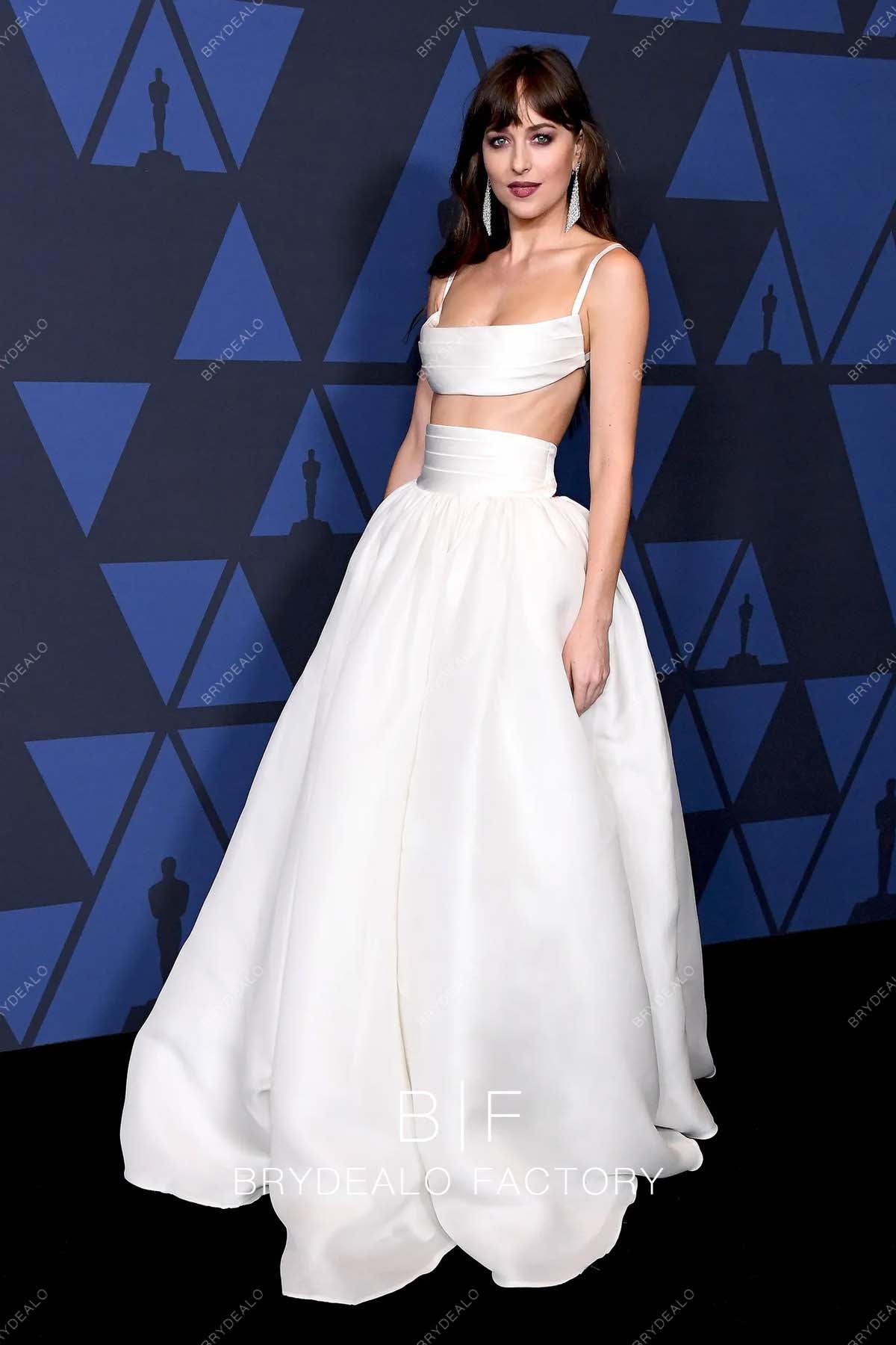 Dakota Johnson White Two-piece Celebrity Long Prom Evening Dress Dakota Johnson White Two-piece Celebrity Long Prom Evening Dress