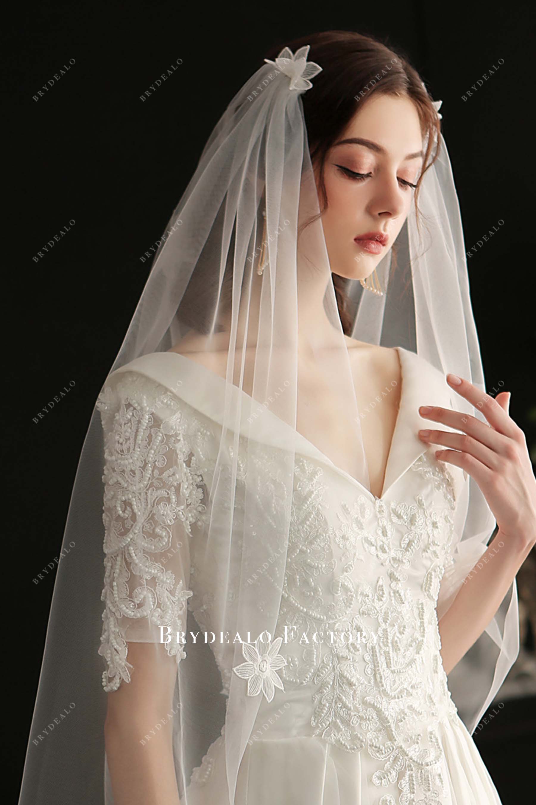 elbow length tulle wedding veil