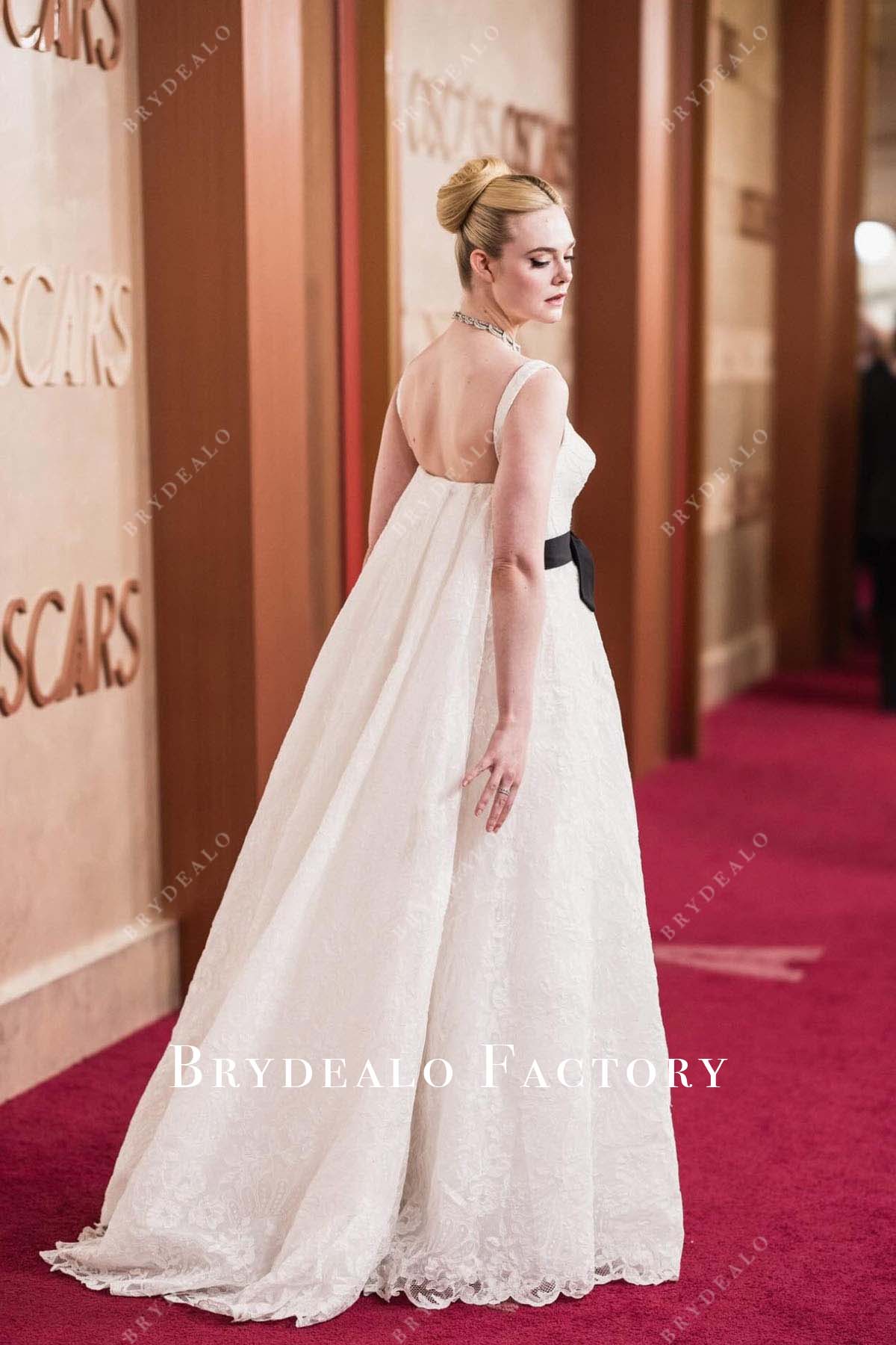 Elle Fanning white panel train 2025 Oscars red carpet dress