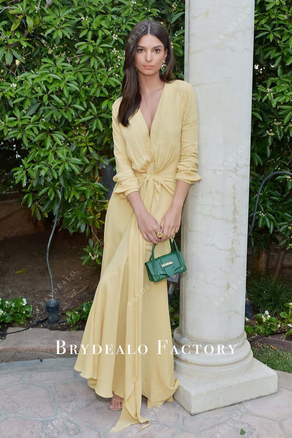 Emily Ratajkowski Daffodil Long Sleeves Celebrity Evening Dress Emily Ratajkowski Daffodil Long Sleeves Celebrity Evening Dress