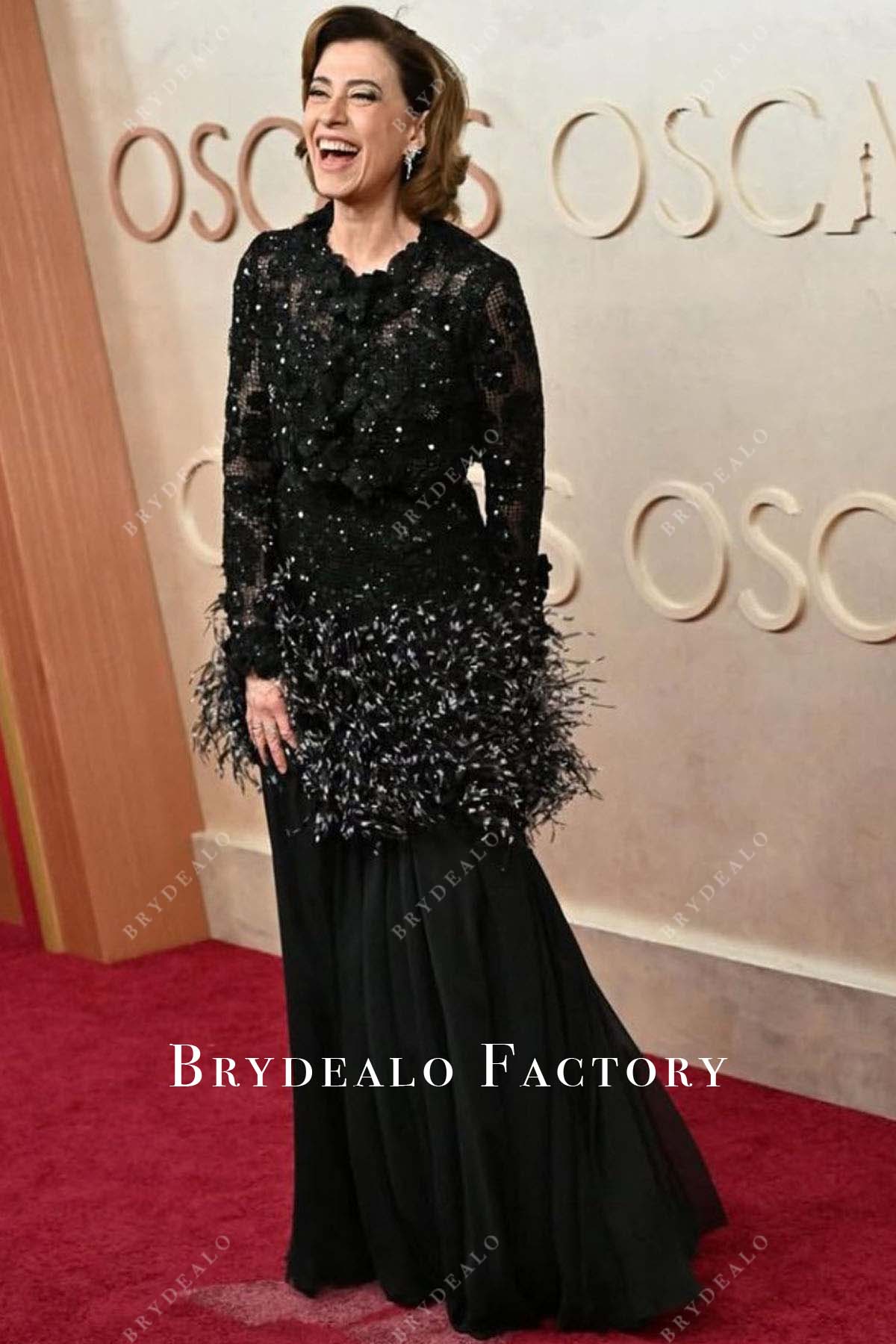 Fernanda Torres black a line 2025 Oscars red carpet dress