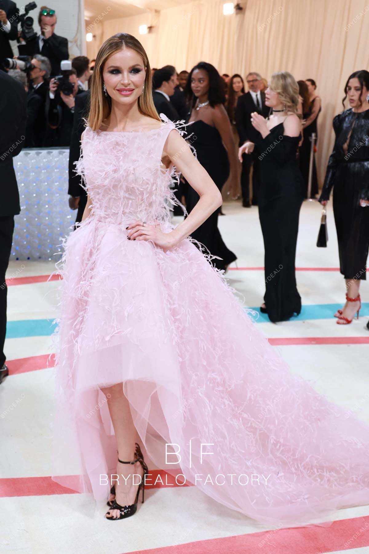 Georgina Chapman 2023 Met Gala Pink Feathers High-low Dress