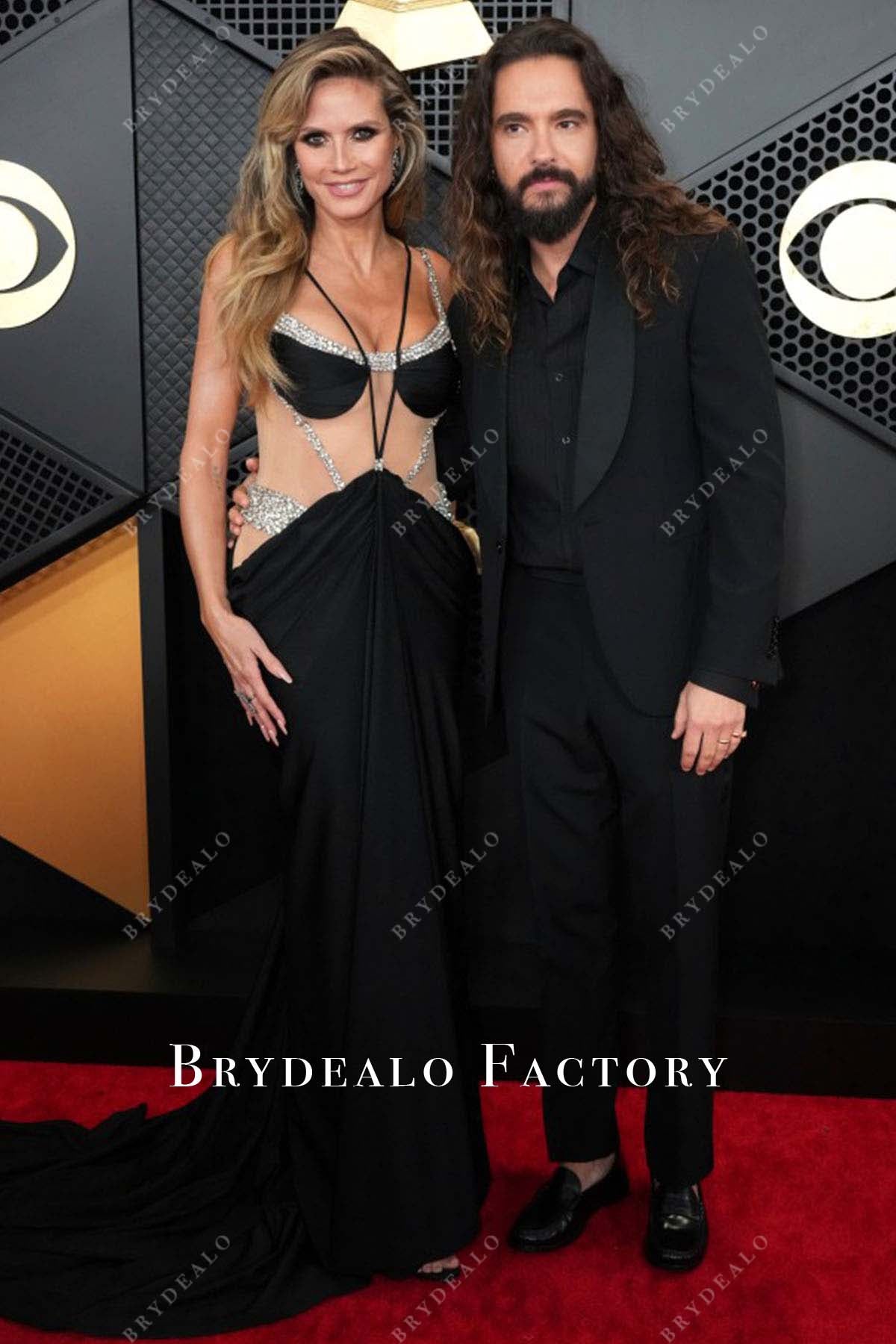 Heidi Klum beaded dress 2024 Grammys Red Carpet
