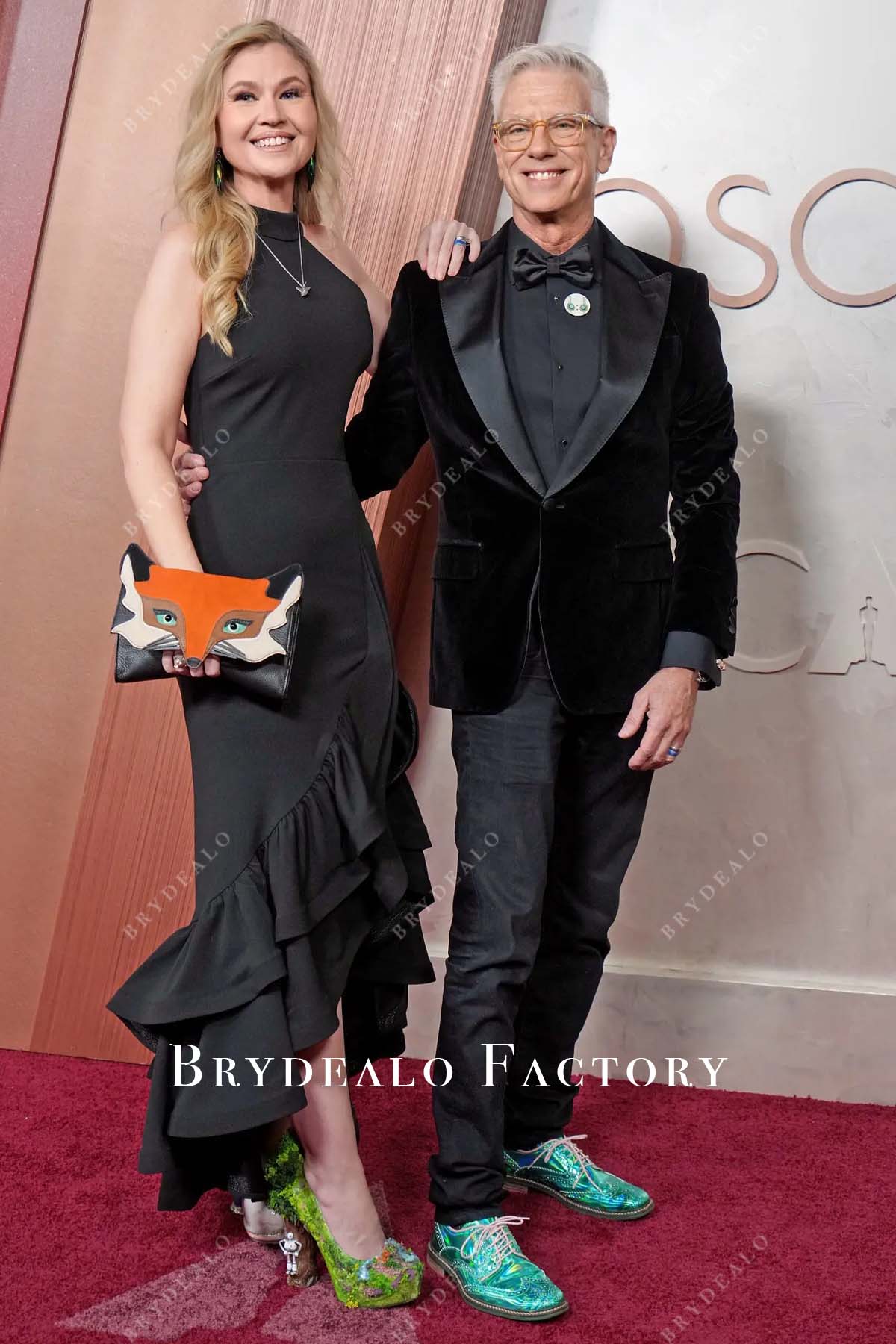 Jessica Steele-Sanders black high low 2025 Oscars red carpet dress