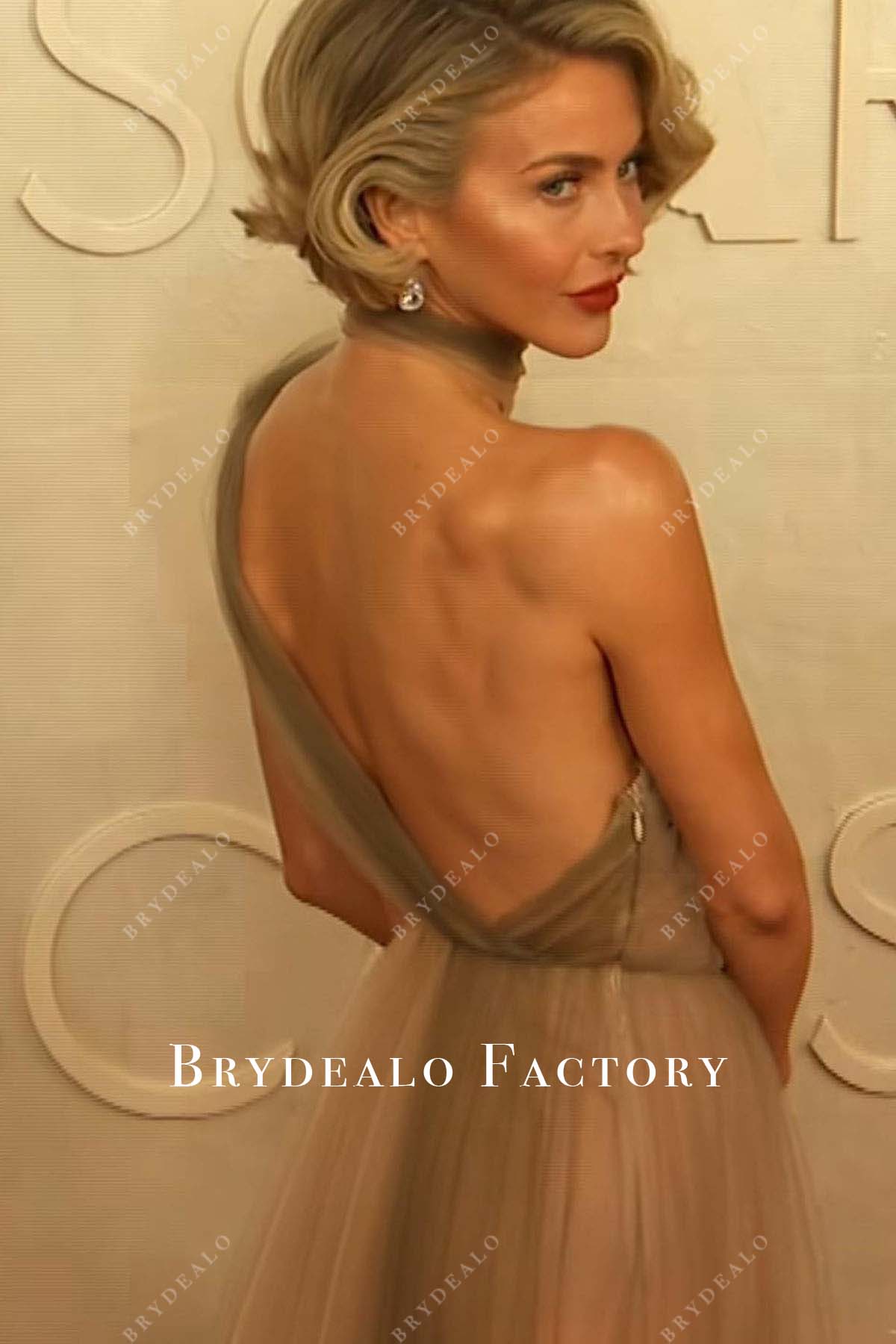 Julianne Hough backless 2025 Oscars red carpet dress