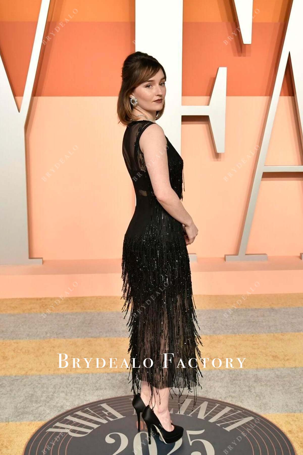 Kaitlyn Dever 2025 sheer back Vanity fair party dress