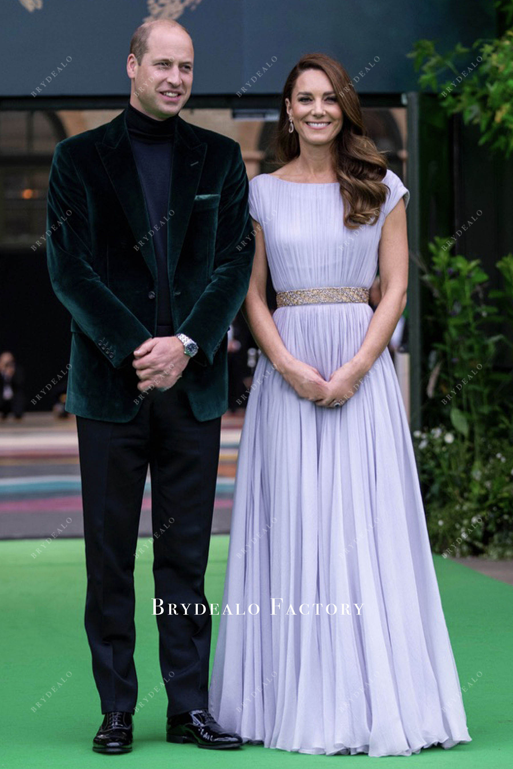 Kate Middleton Lilac Chiffon A-line Long Celebrity Evening Prom Dress