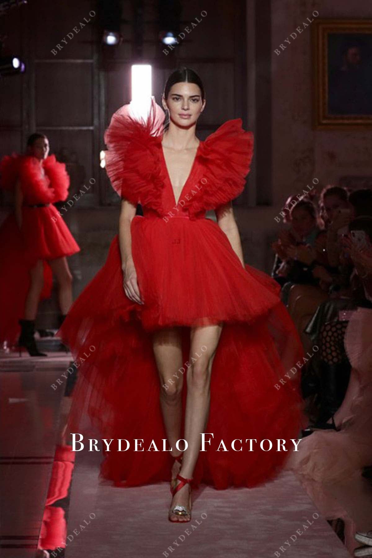 Kendall Jenner Red Tulle High To Low H&M Show 2019 Dress Kendall Jenner Red Tulle High To Low H&M Show 2019 Dress