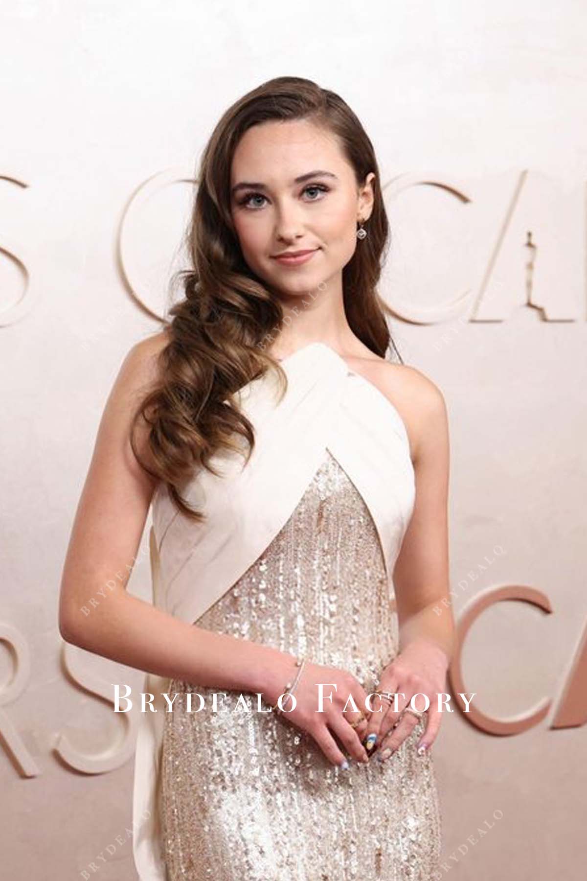 Kensington Tallman two tone strapless 2025 Oscars red carpet dress