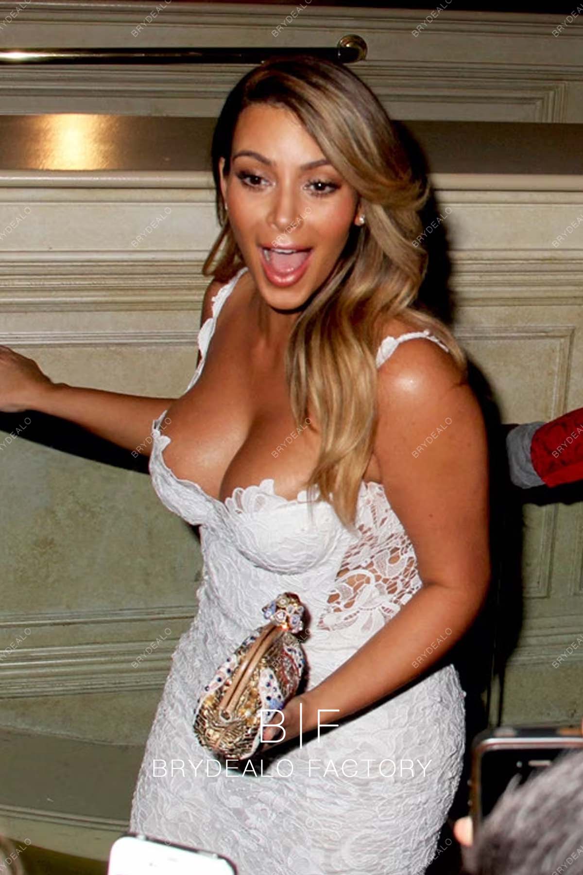 Kim Kardashian White Lace 33rd Birthday Dress