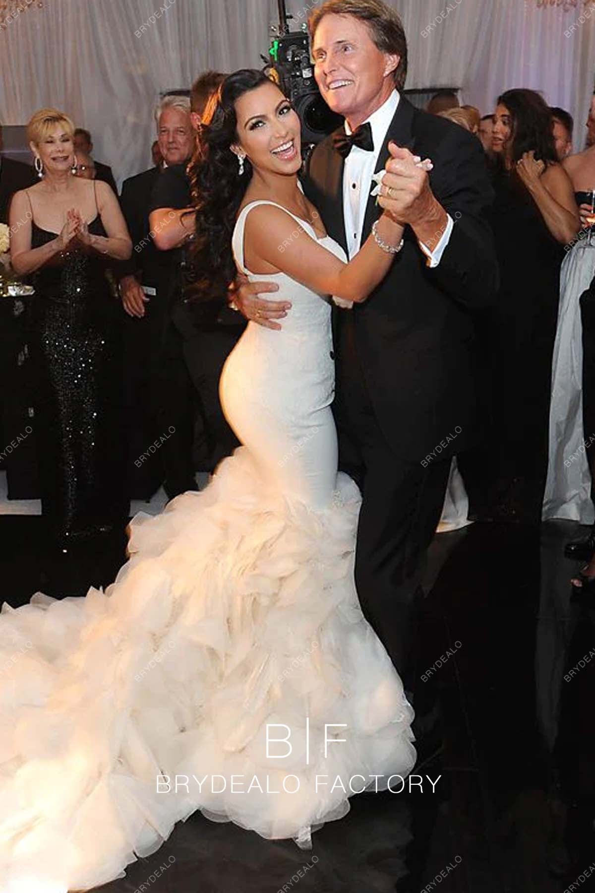 Kim Kardashian Sleeveless Ruffled Trumpet Wedding Dress