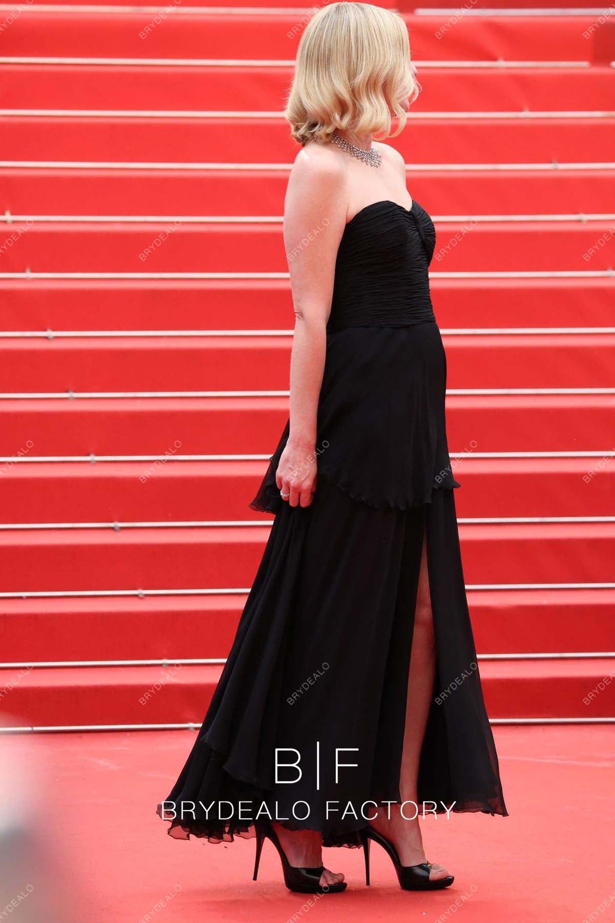 2023 Cannes Film Festival Kirsten Dunst Black Chiffon Dress