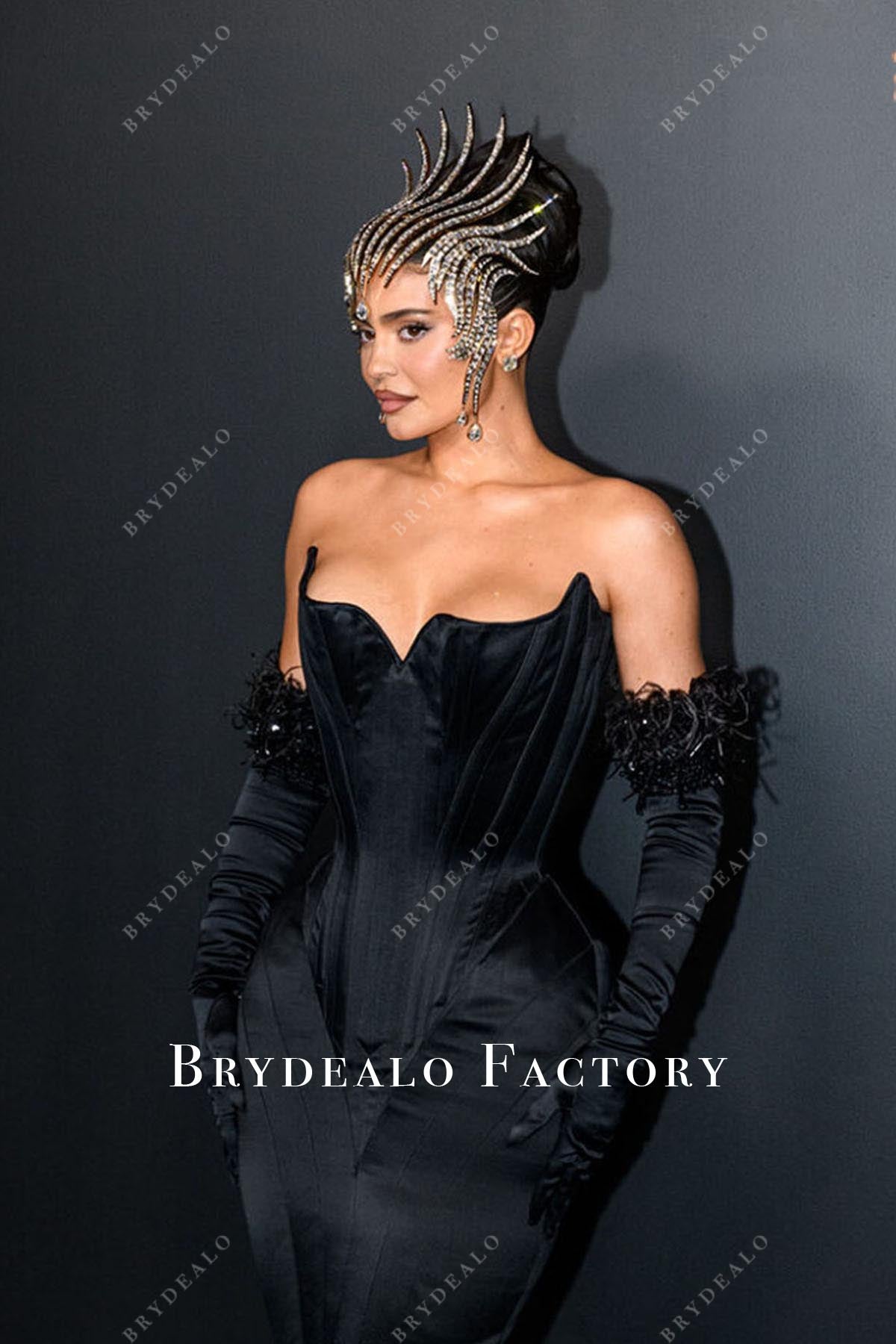Kylie Jenner black corset dress 2022 The Thierry Mugler