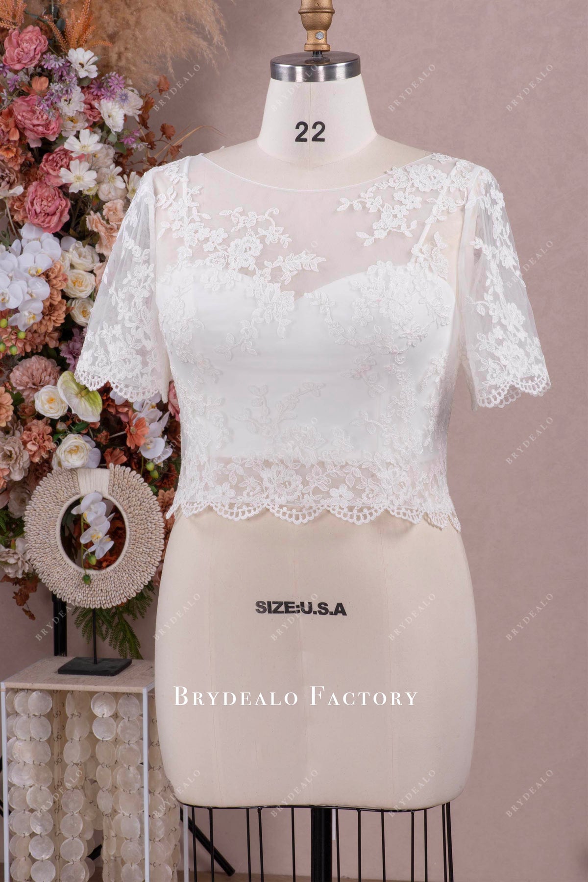 lace bridal jacket with separate crop