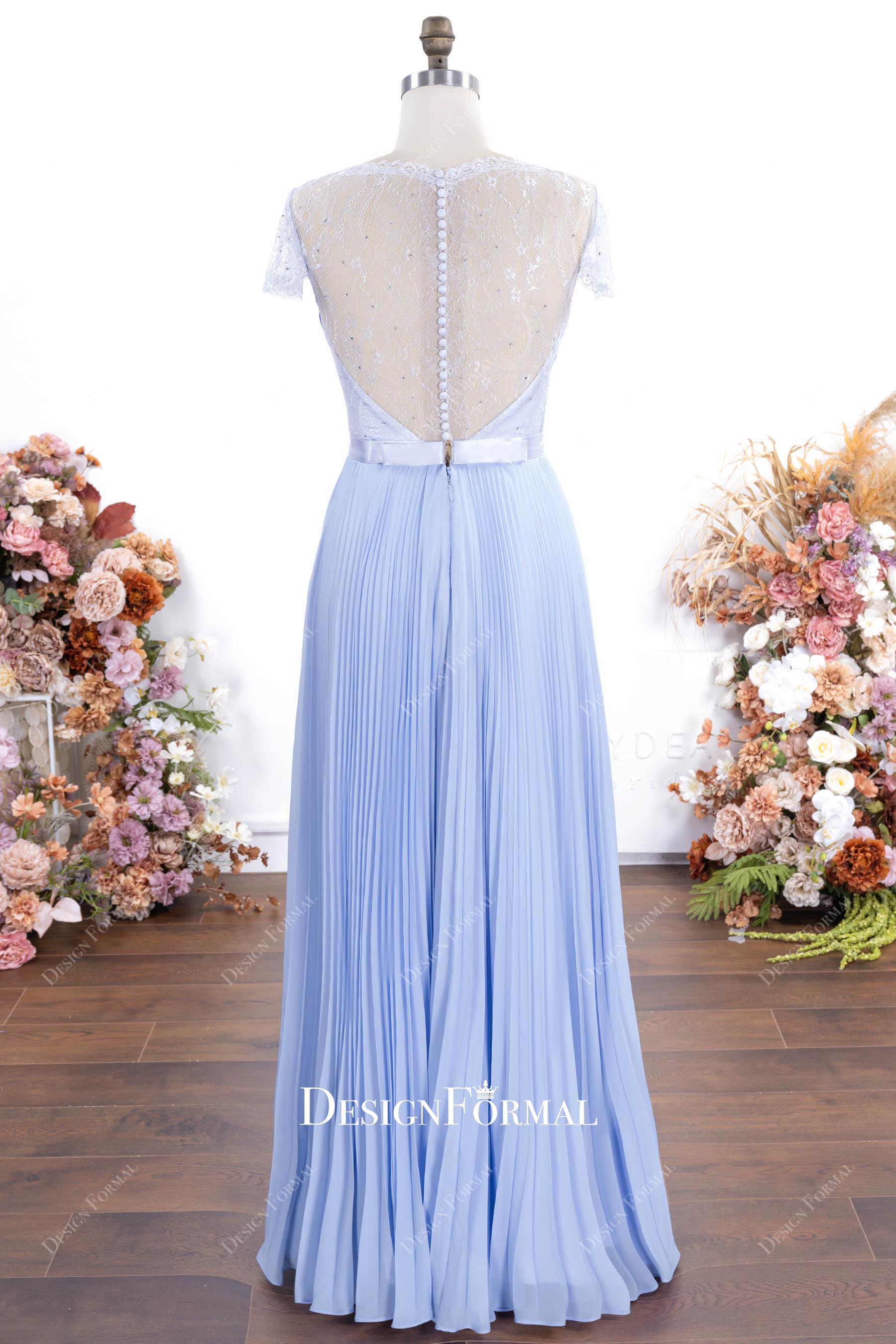 lavender a line floor length evening dress