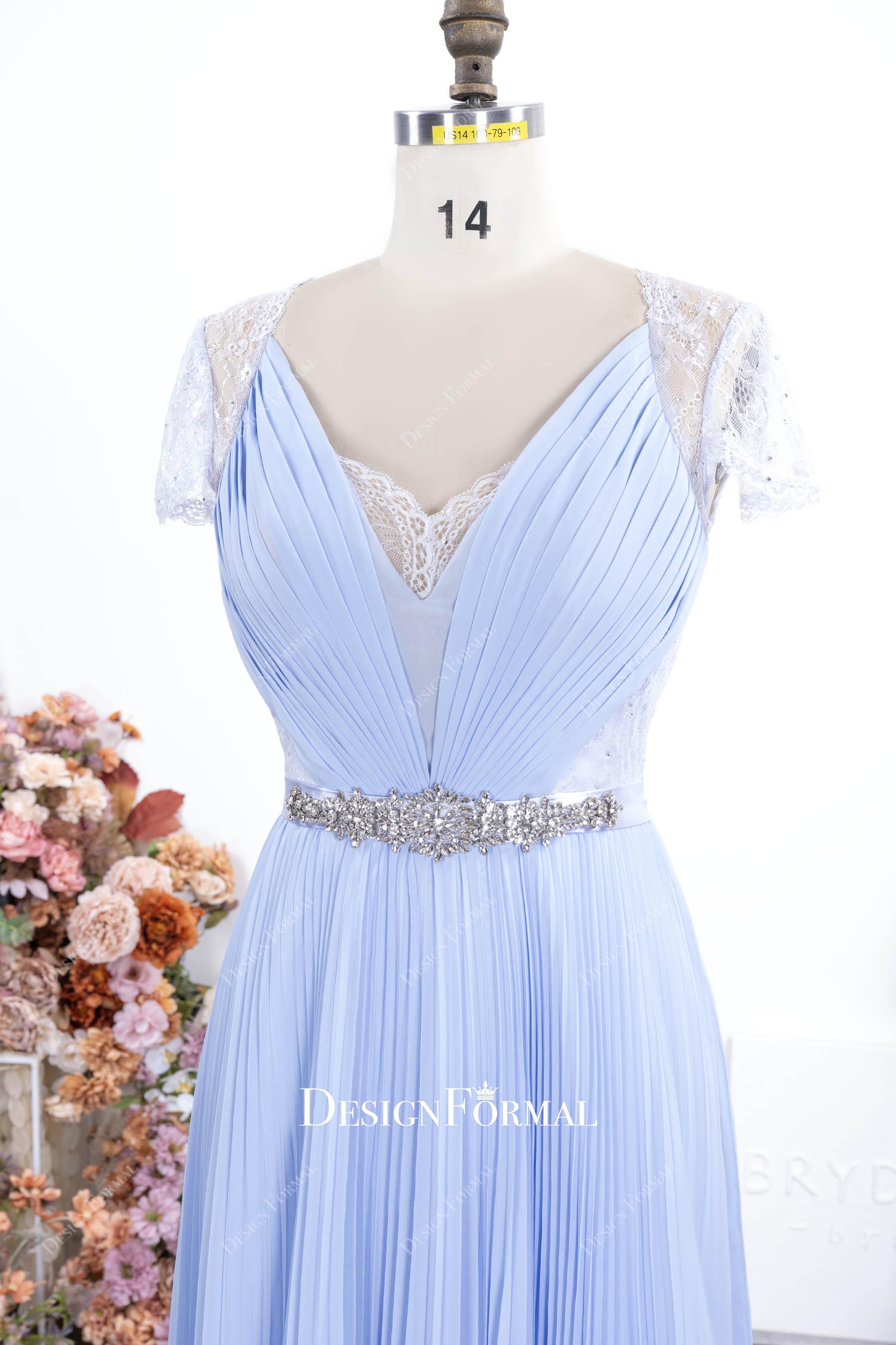 lavender chiffon lace cap sleeve dress