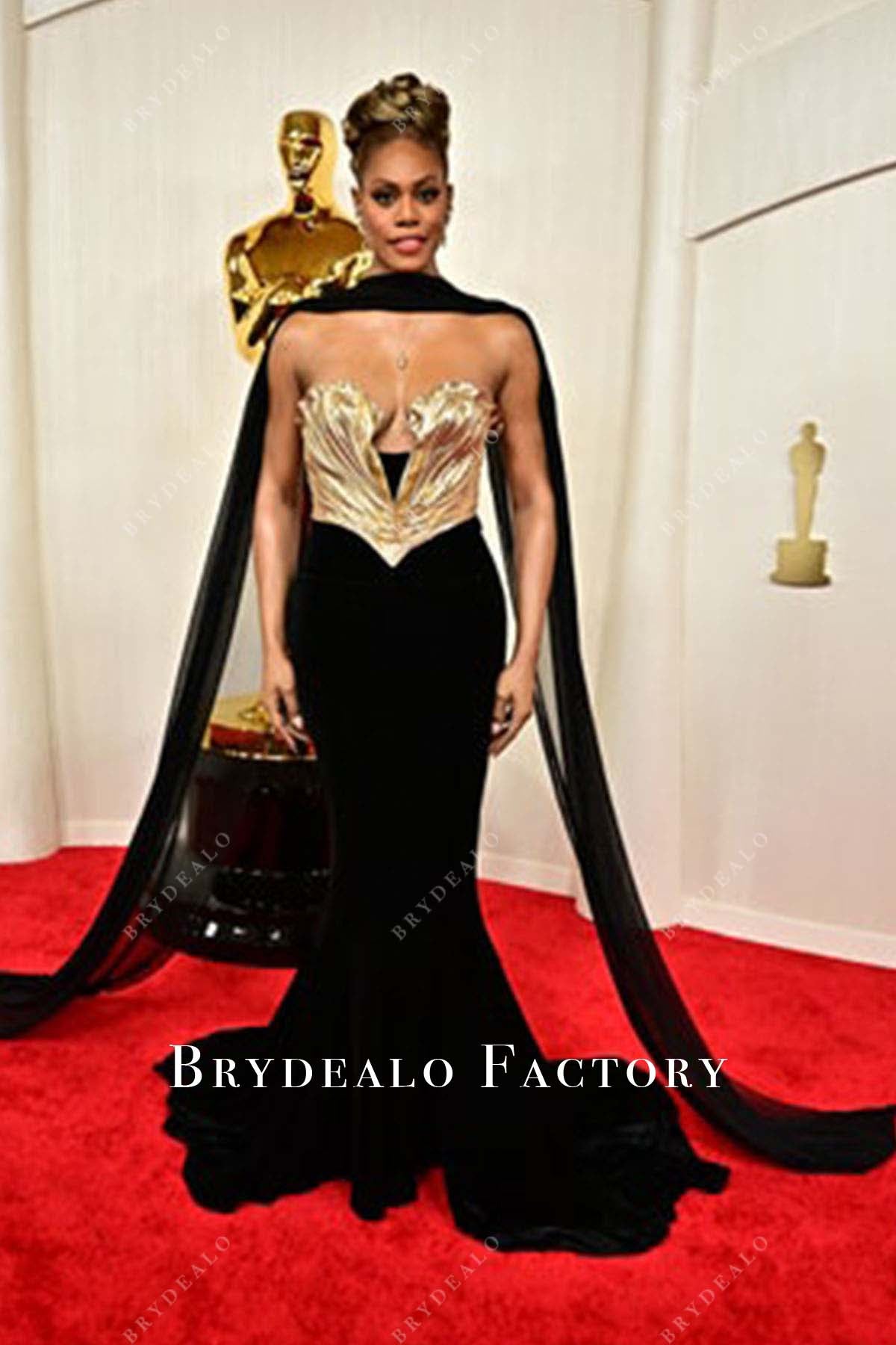 Laverne Cox 2024 Oscars Black Mermaid Scarf Celebs Dress Laverne Cox 2024 Oscars Black Mermaid Scarf Celebs Dress