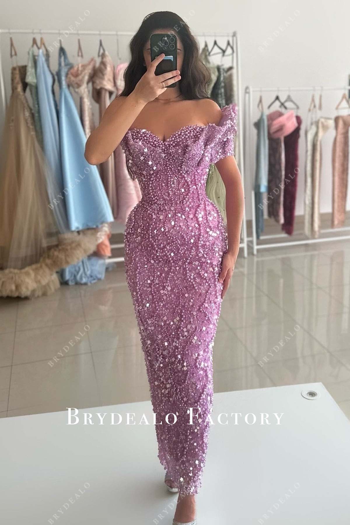 open lace back dress Pearl Sensation Dress (Lavender) – The Edge main image 0