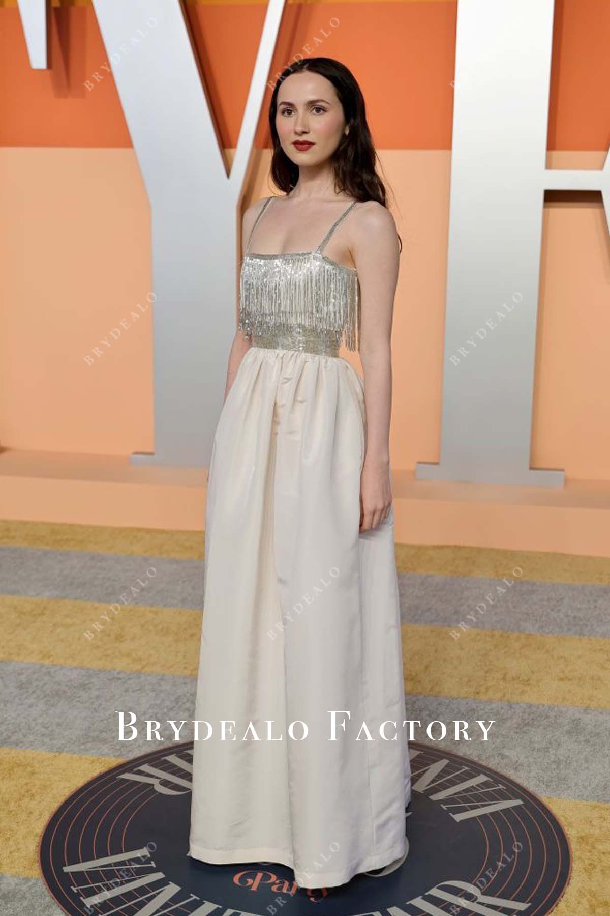 Maude Apatow beaded straps 2025 Vanity fair party dress