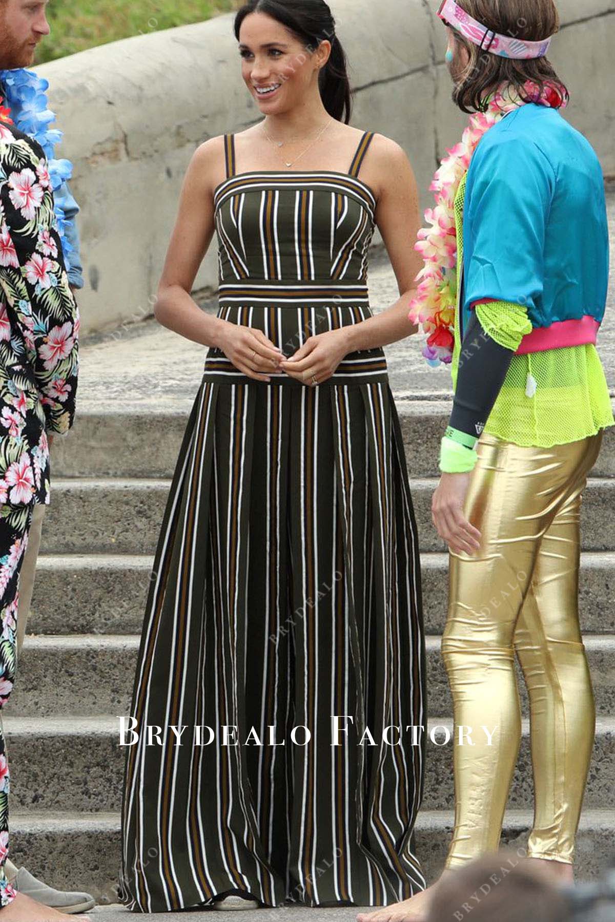 meghan markle striped maxi dress Meghan Markle 2018 British High Commission Dinner Striped Dress