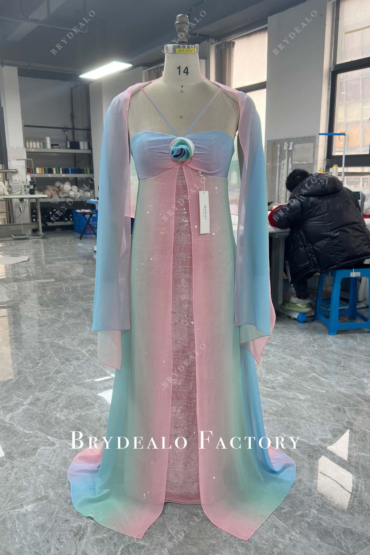 Custom Rainbow Chiffon Pink Sequin Birthday Wedding Party Dress, Dress Only