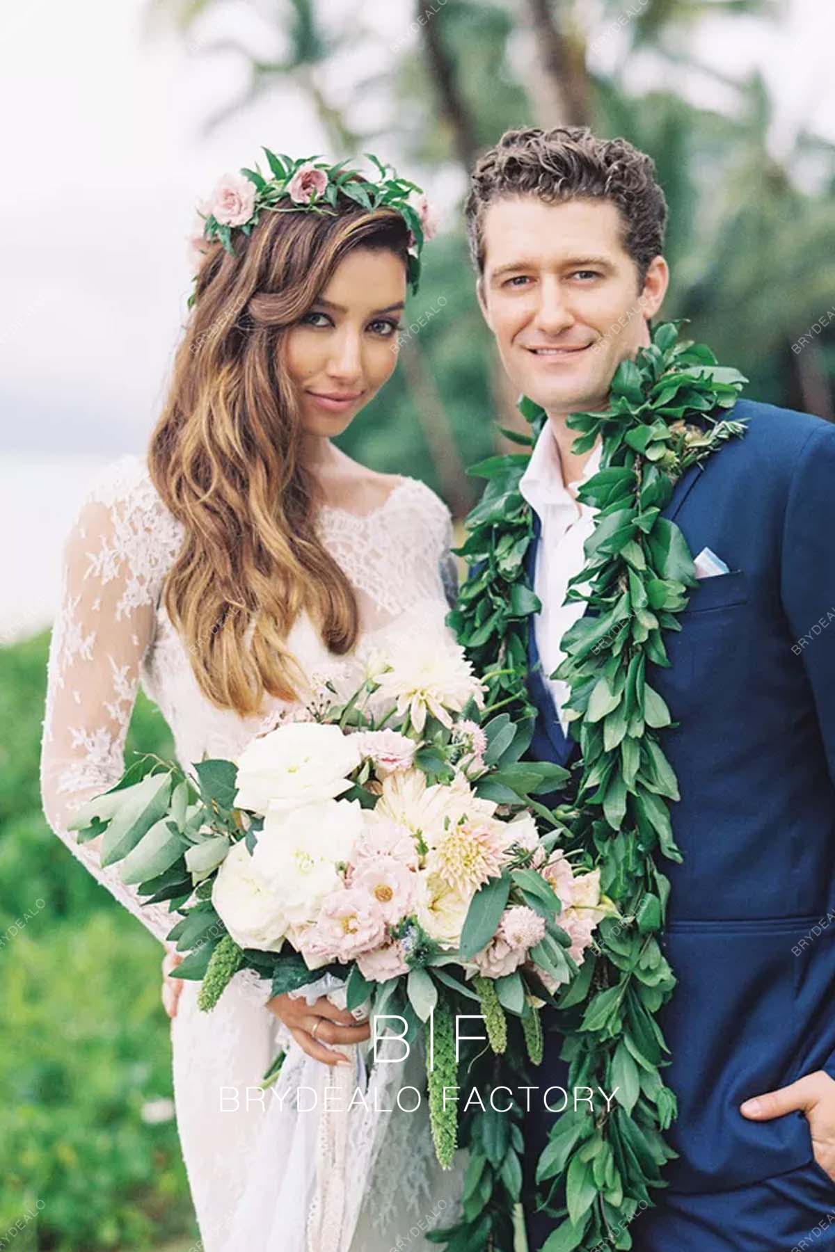 Renee Puente Elegant Lace Long Sleeve Wedding Dress