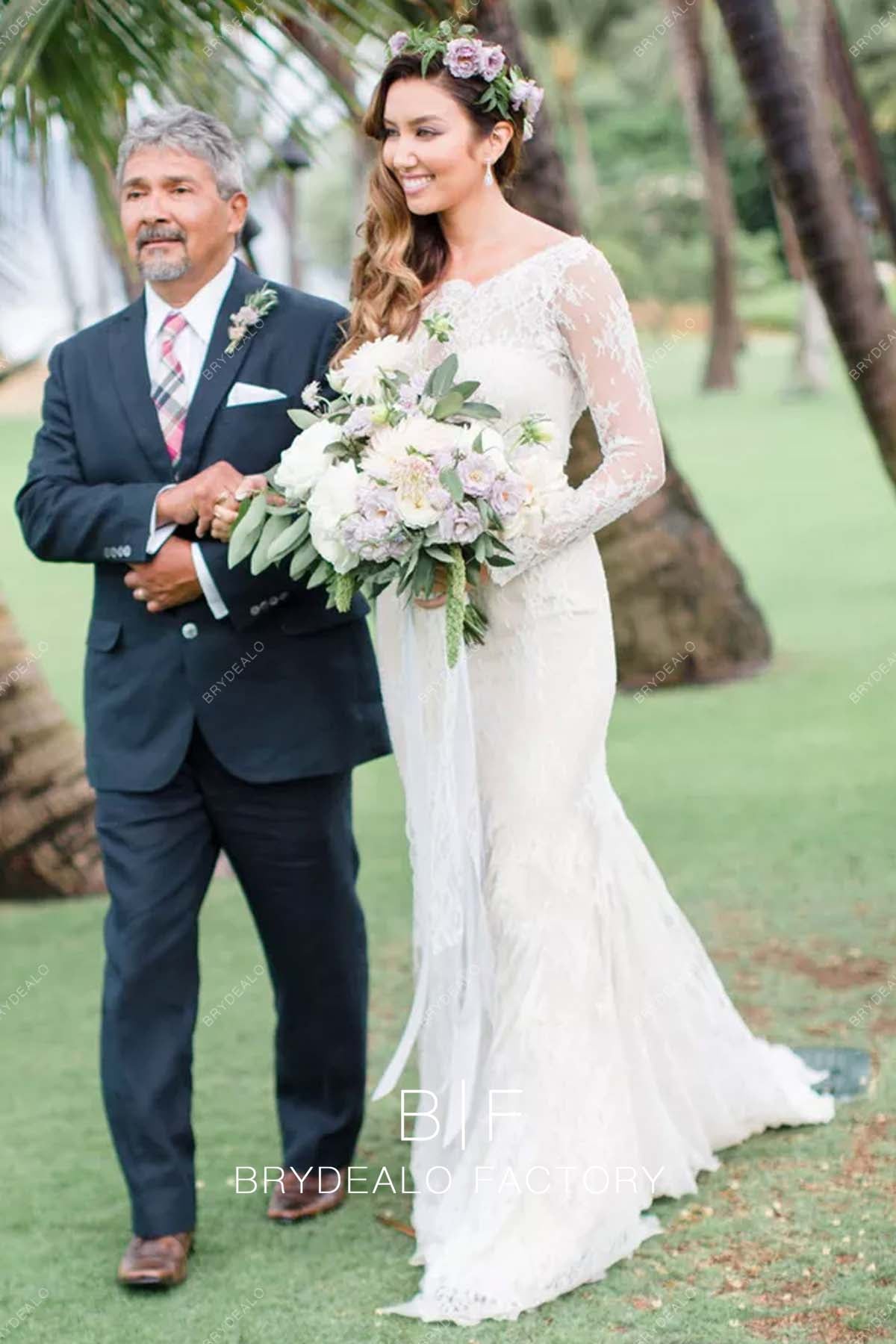 Renee Puente Elegant Lace Mermaid Wedding Dress