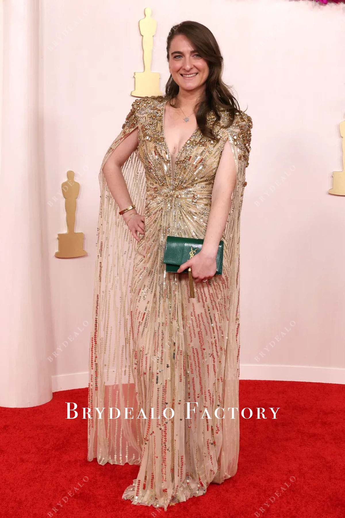 Sara McFarlane 2024 Oscars Champagne Sequin Red Carpet Dress Sara McFarlane 2024 Oscars Champagne Sequin Red Carpet Dress