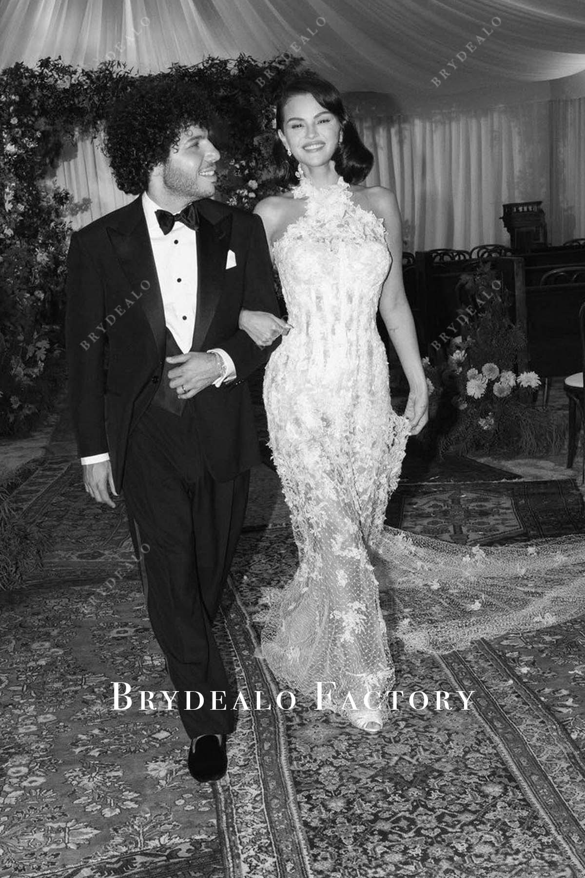 Selena Gomez 2025 sheer lace wedding dress