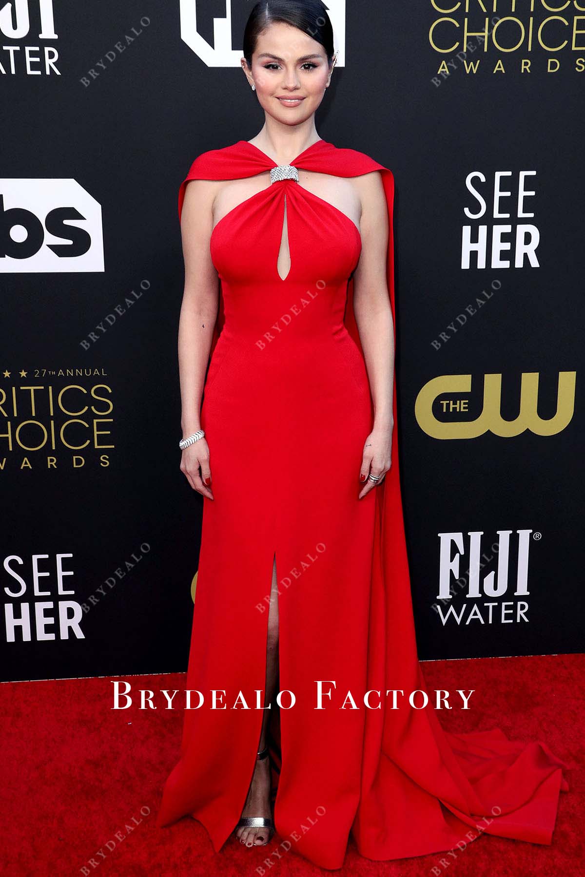 white christmas dresses Selena Gomez Red 2022 Critics Choice Awards Dress