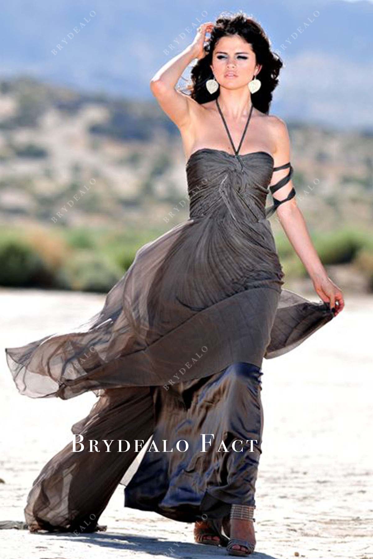Selena Gomez Umber Chiffon 2010 A Year Without Rain Dress, image size:1200x1800