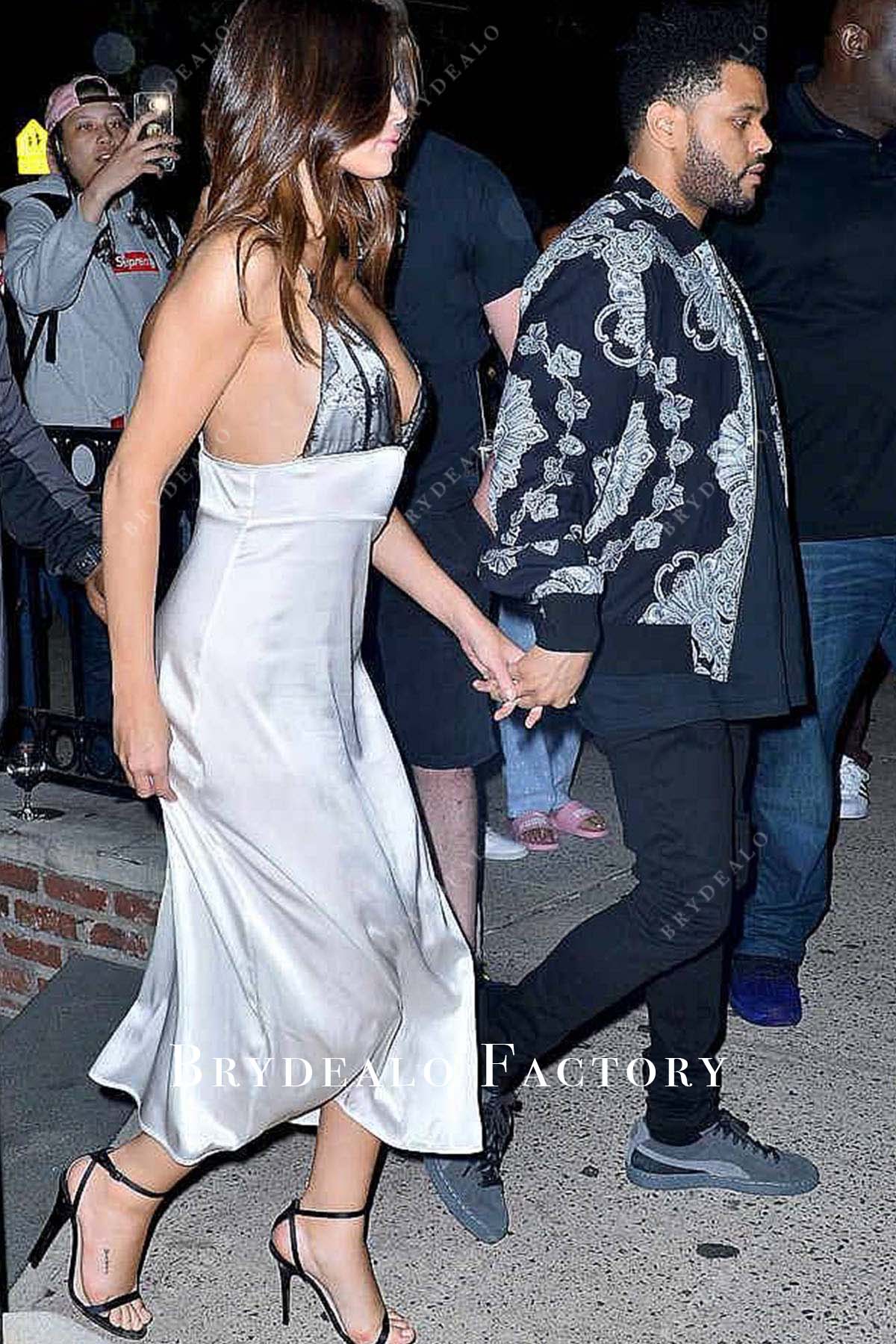 selena gomez silk silver dress Selena Gomez at the 2011 American Music Awards November 20, 2011