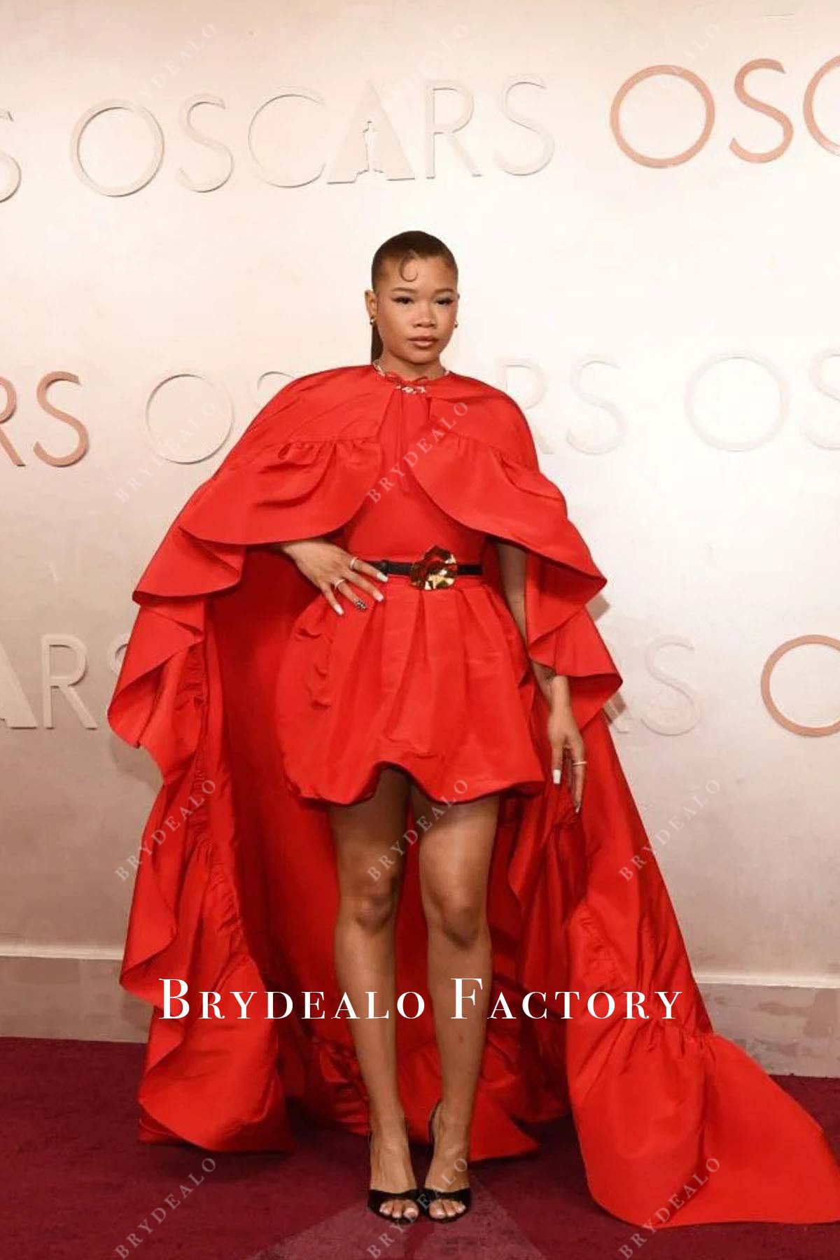 Storm Reid a line short formal dress 2025 Oscars red carpet