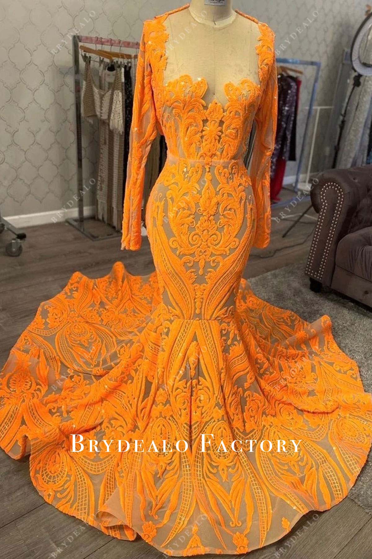tangerine prom dresses Tangerine Spaghetti Straps Pleats Prom Dresses