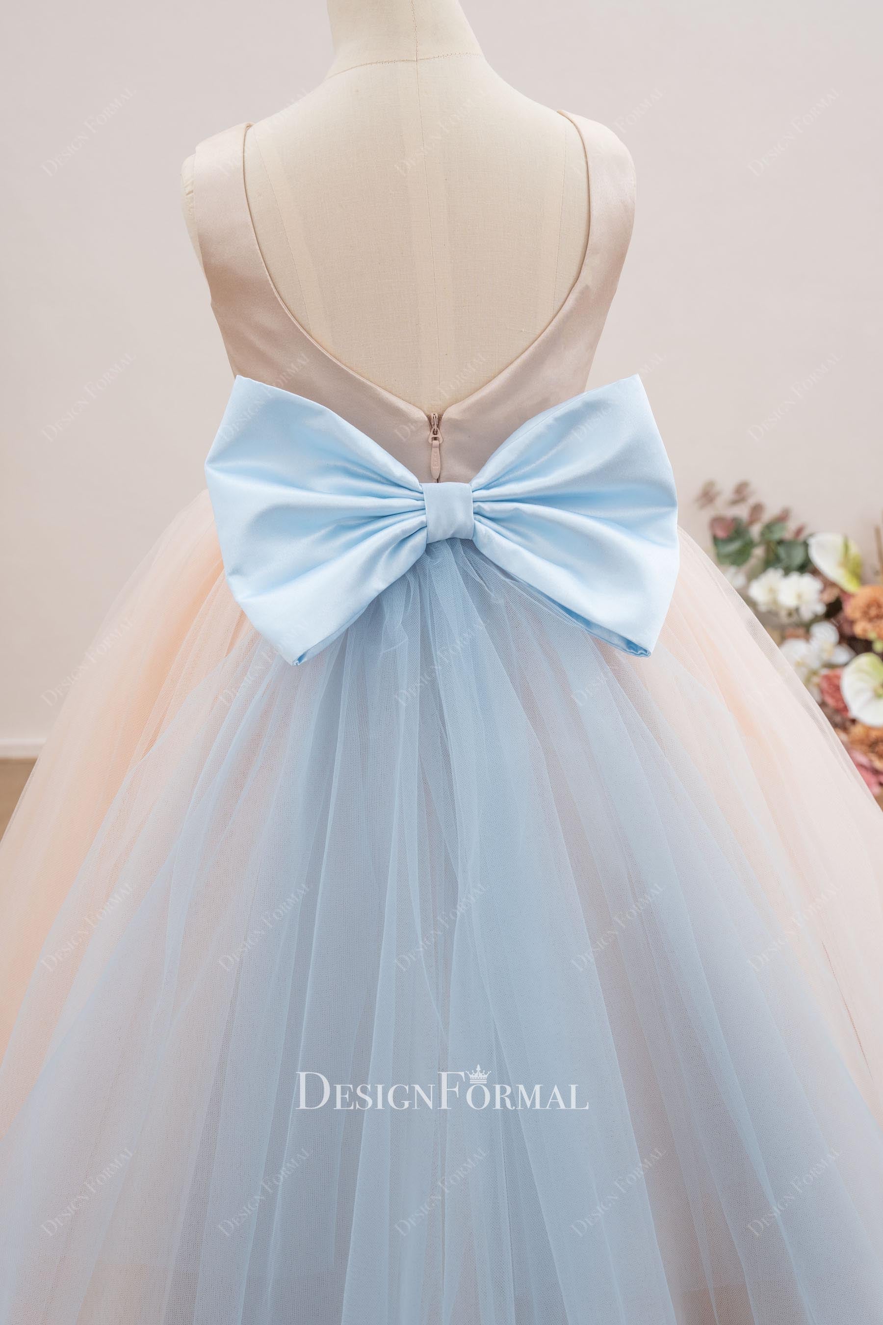 v back big bowknot flower girl dress